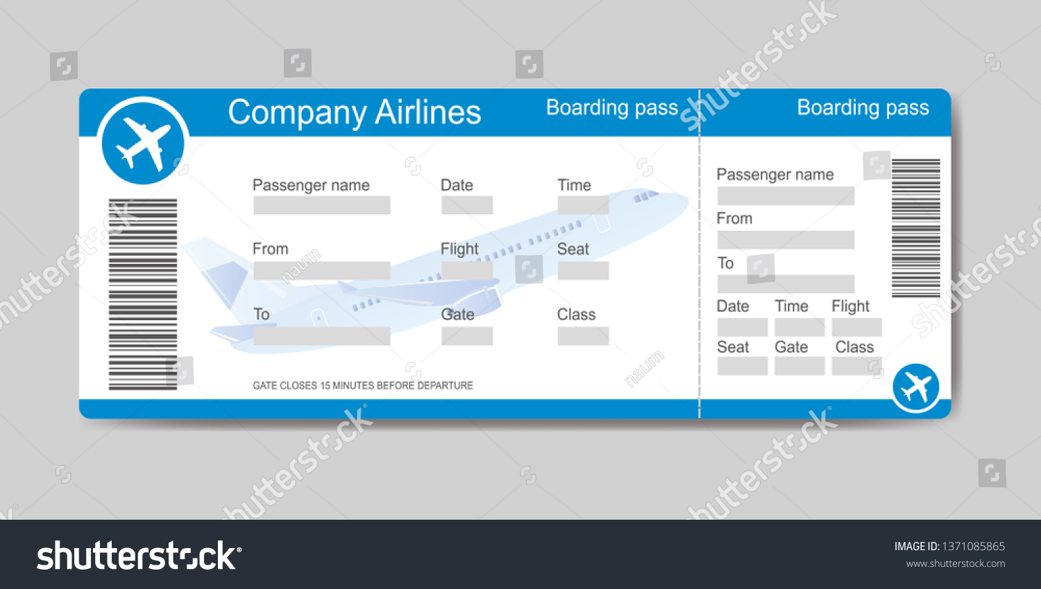 Boarding Pass Templateairplane Ticketempty Place Textflat Stock Vector ...