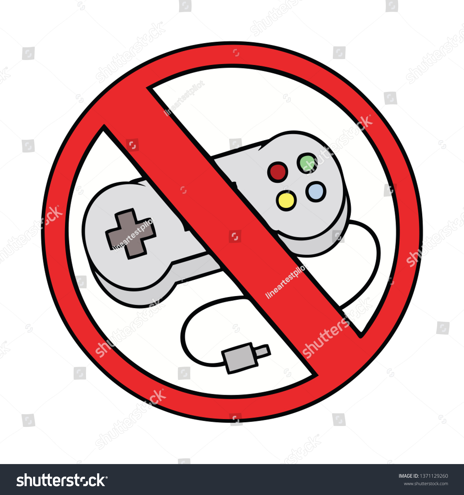 Cute Cartoon No Gaming Allowed Sign Stock Illustration 1371129260