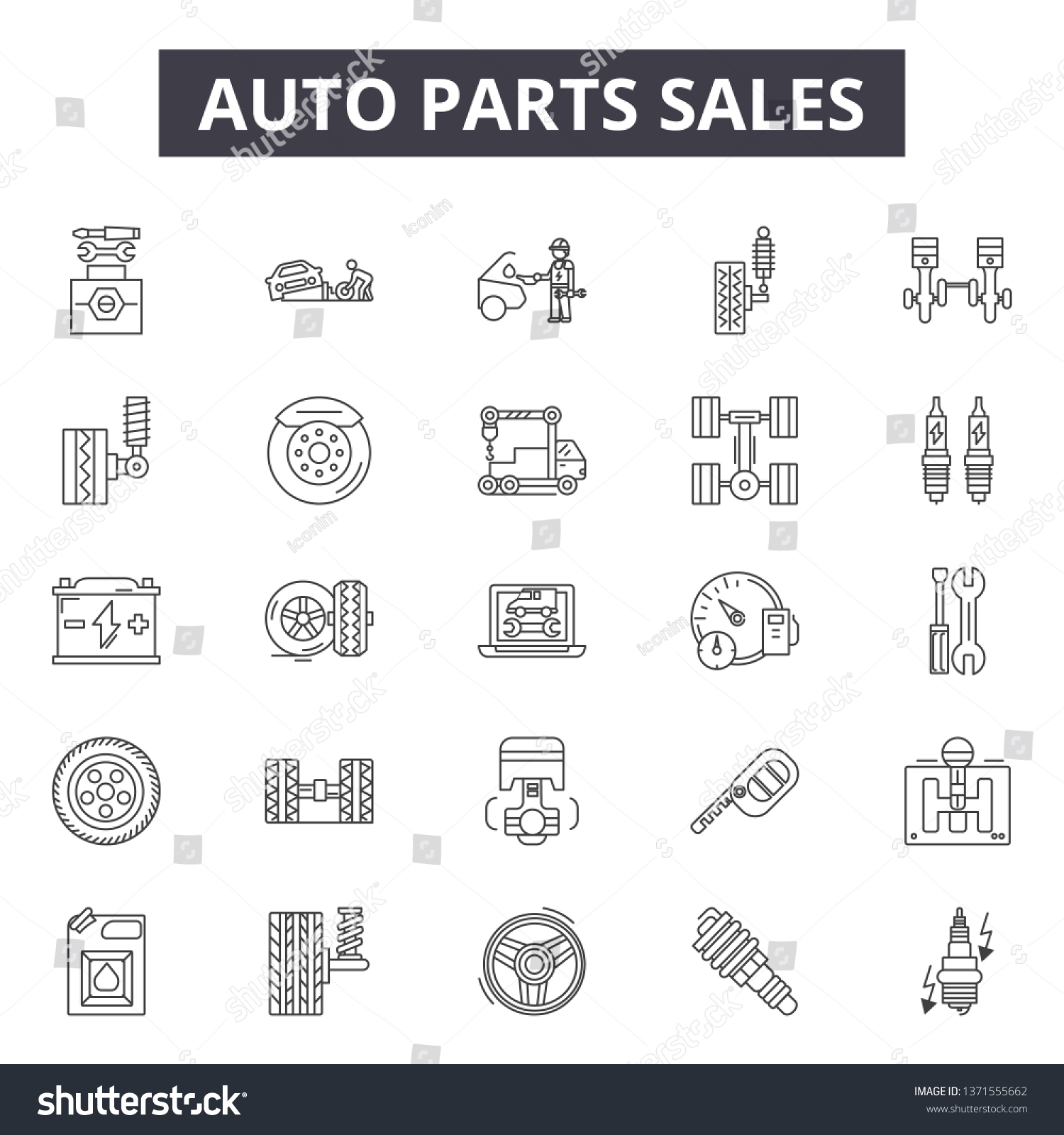 Auto Parts Sales Line Icons Signs Stock Vector (Royalty Free ...