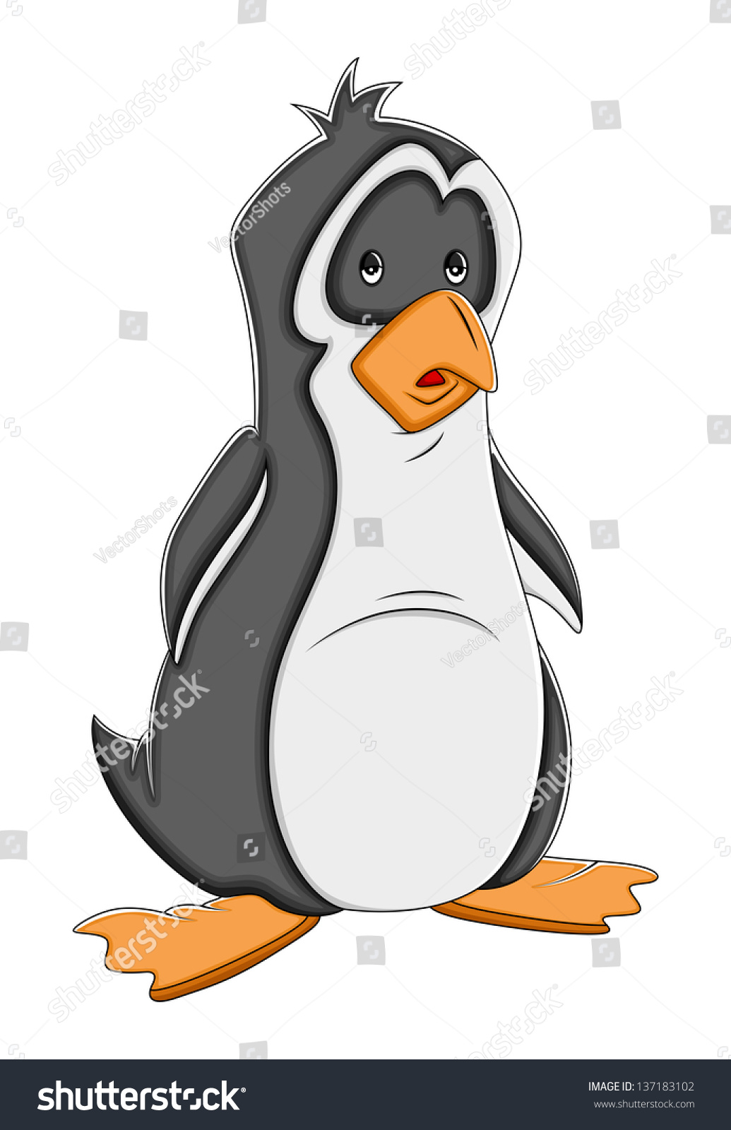 Surprised Cartoon Penguin Vector Illustration Stock Vector (Royalty ...