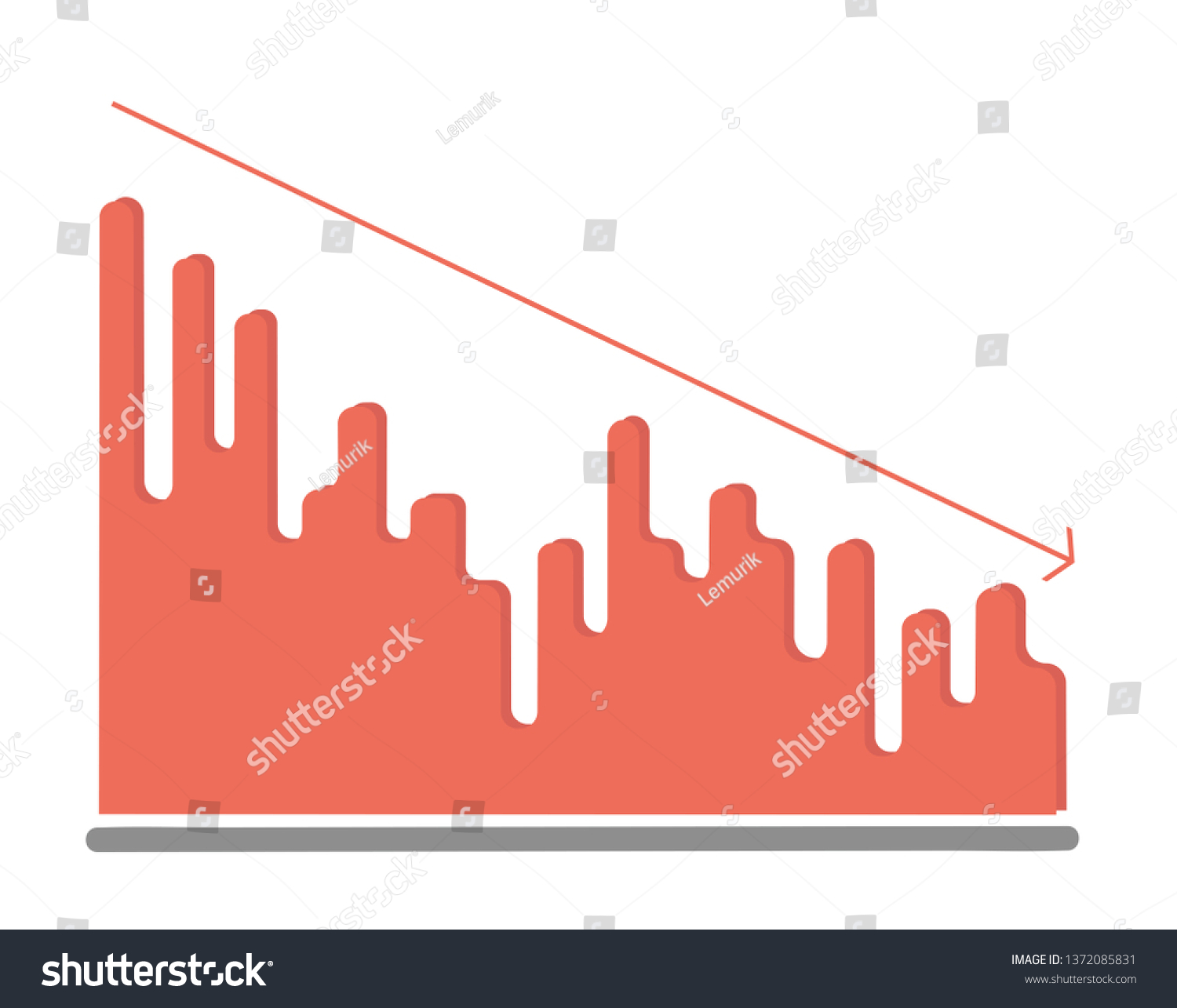 Drop Chart Flat Illustration Vector Stock Vector (Royalty Free