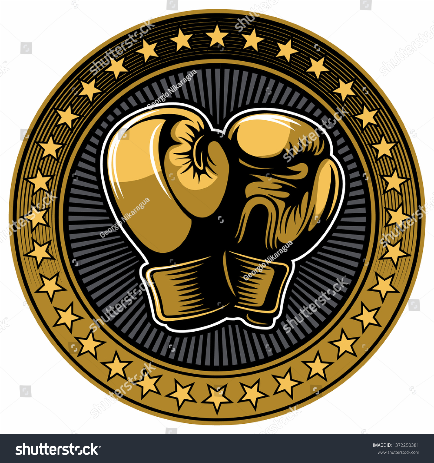 Vektor Stok Two Golden Boxing Gloves Boxing Vector Tanpa Royalti 1372250381 Shutterstock 1085