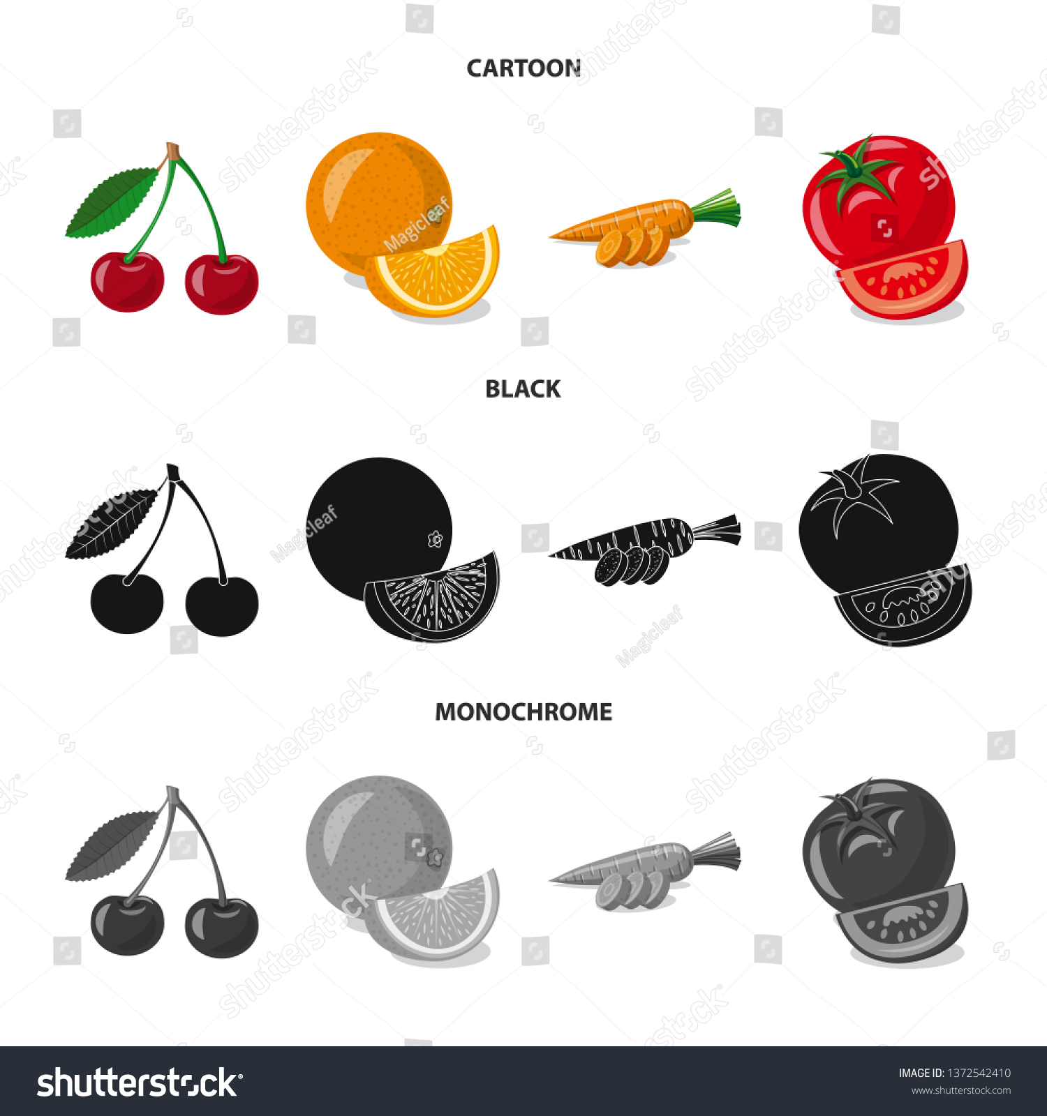 Bitmap Illustration Vegetable Fruit Icon Collection Stock Illustration ...