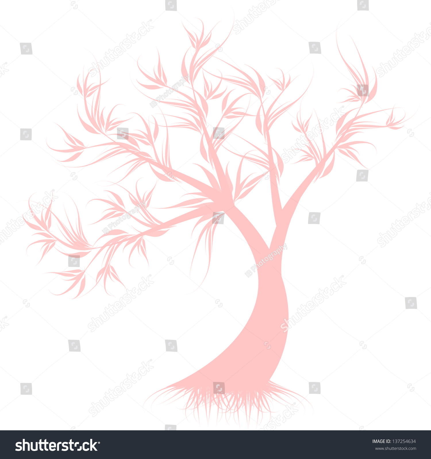 Art Tree Silhouette Isolated On White Stock Vector Royalty Free