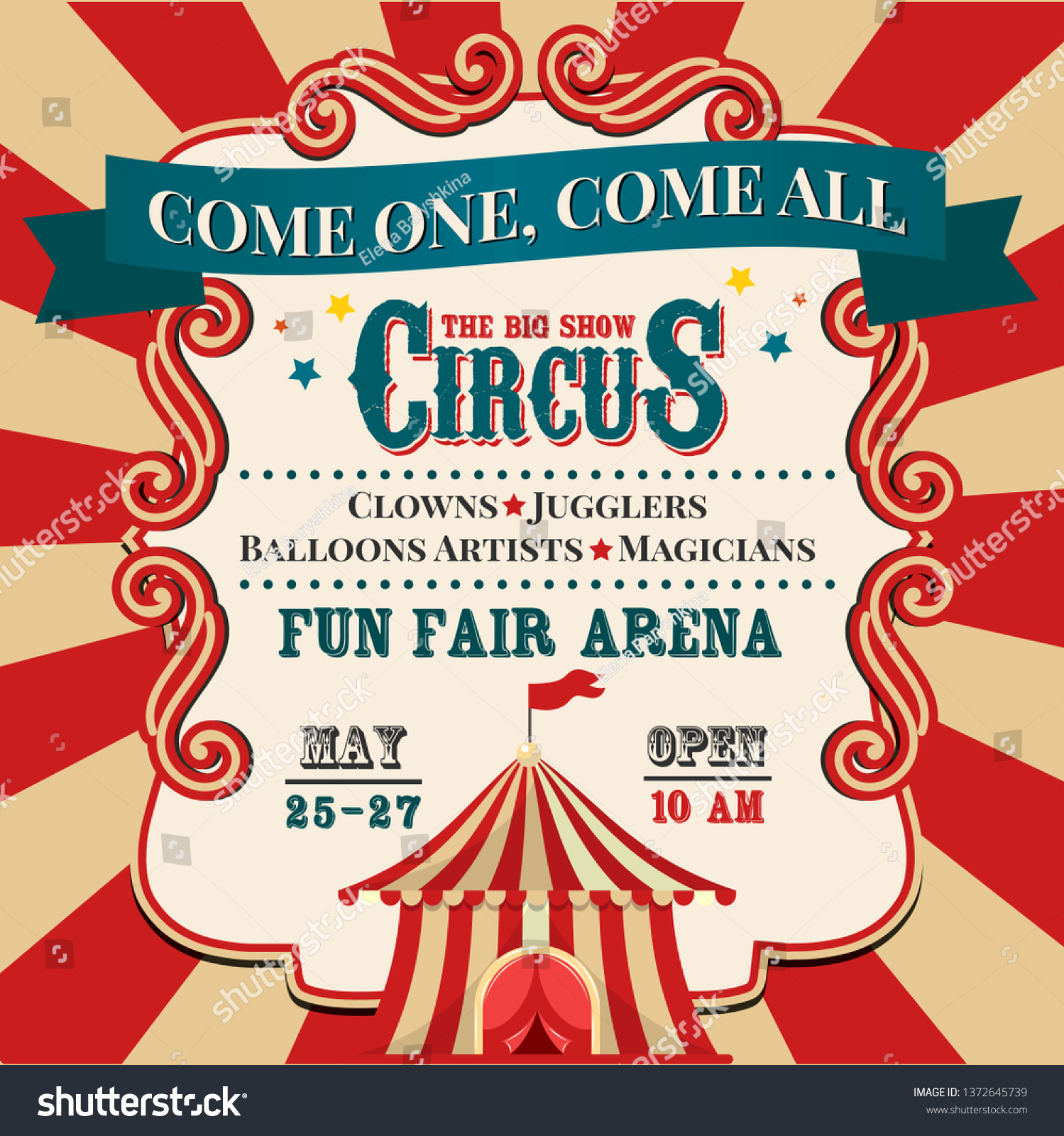 Circus Invitation Carnival Invite Stock Illustration 1372645739 ...