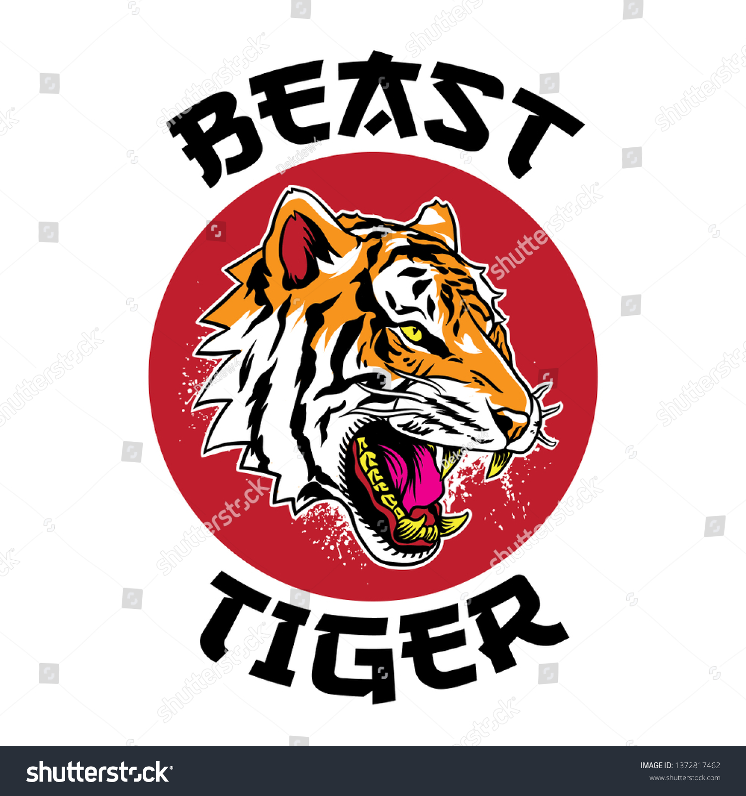 Angry Tiger Vector Illustration Stock Vector (Royalty Free) 1372817462 ...