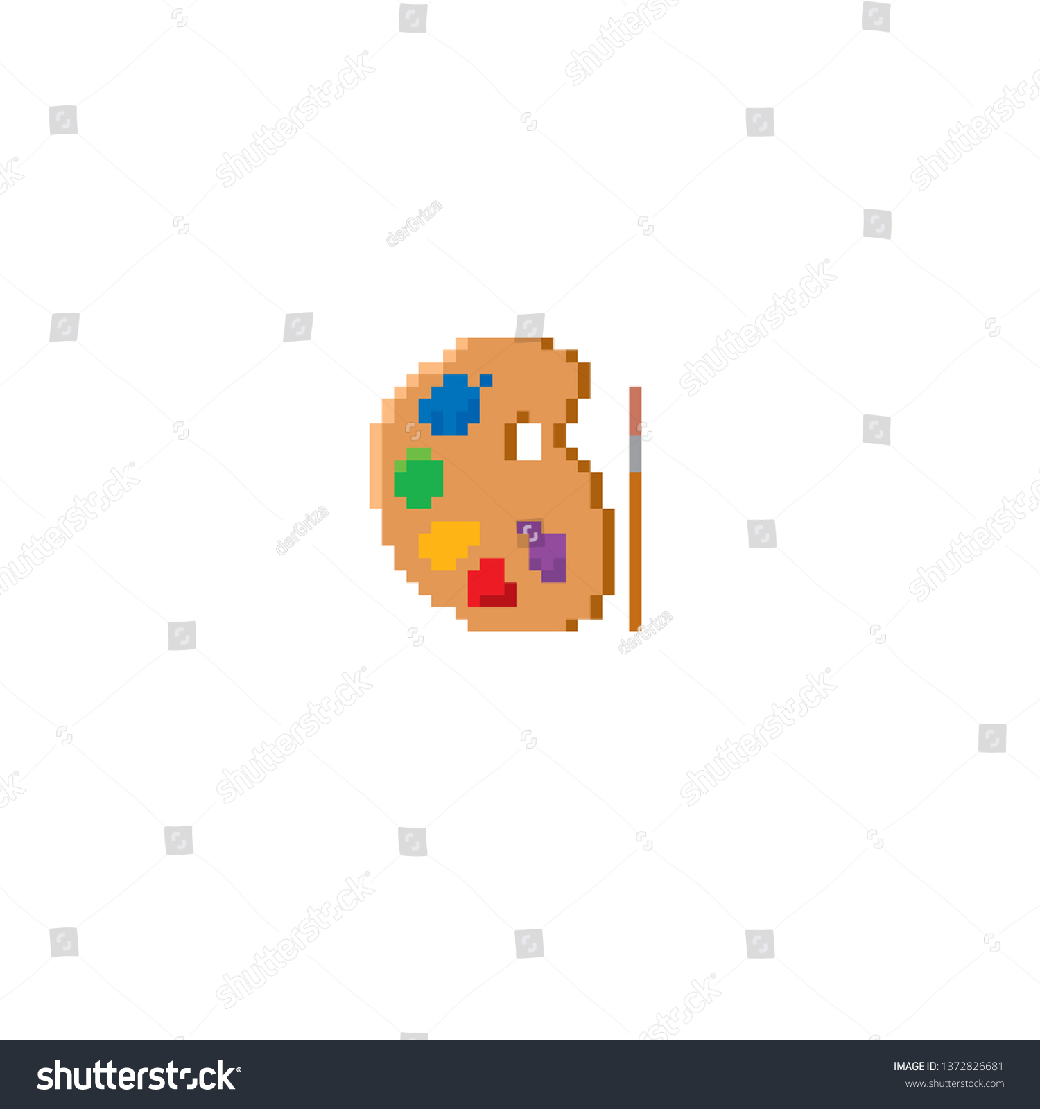 Palette Paints Brush Pixel Art Old Stock Vector (Royalty Free ...