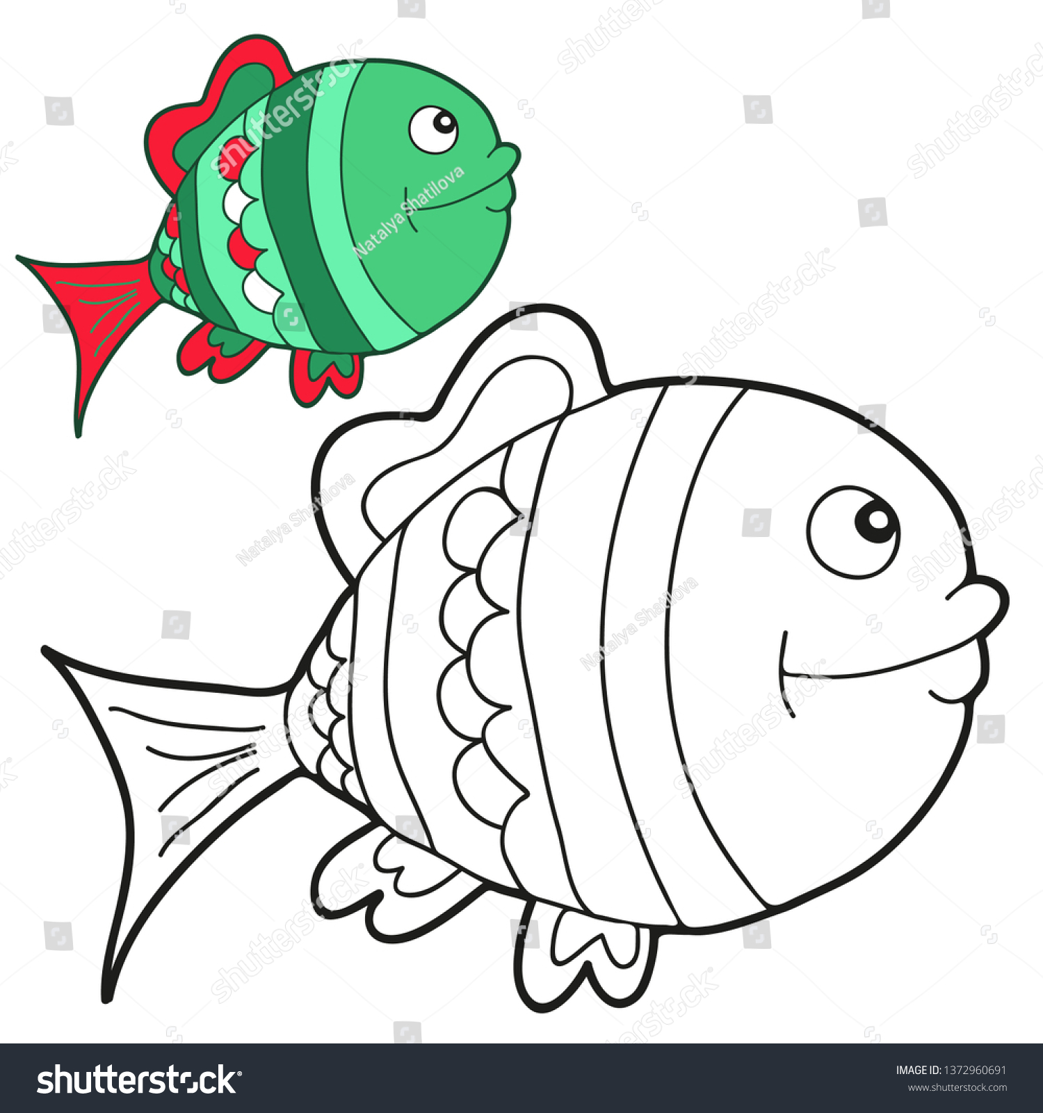 Coloring Kids Fish Applique Sticker Embroidery Stock Vector (Royalty ...