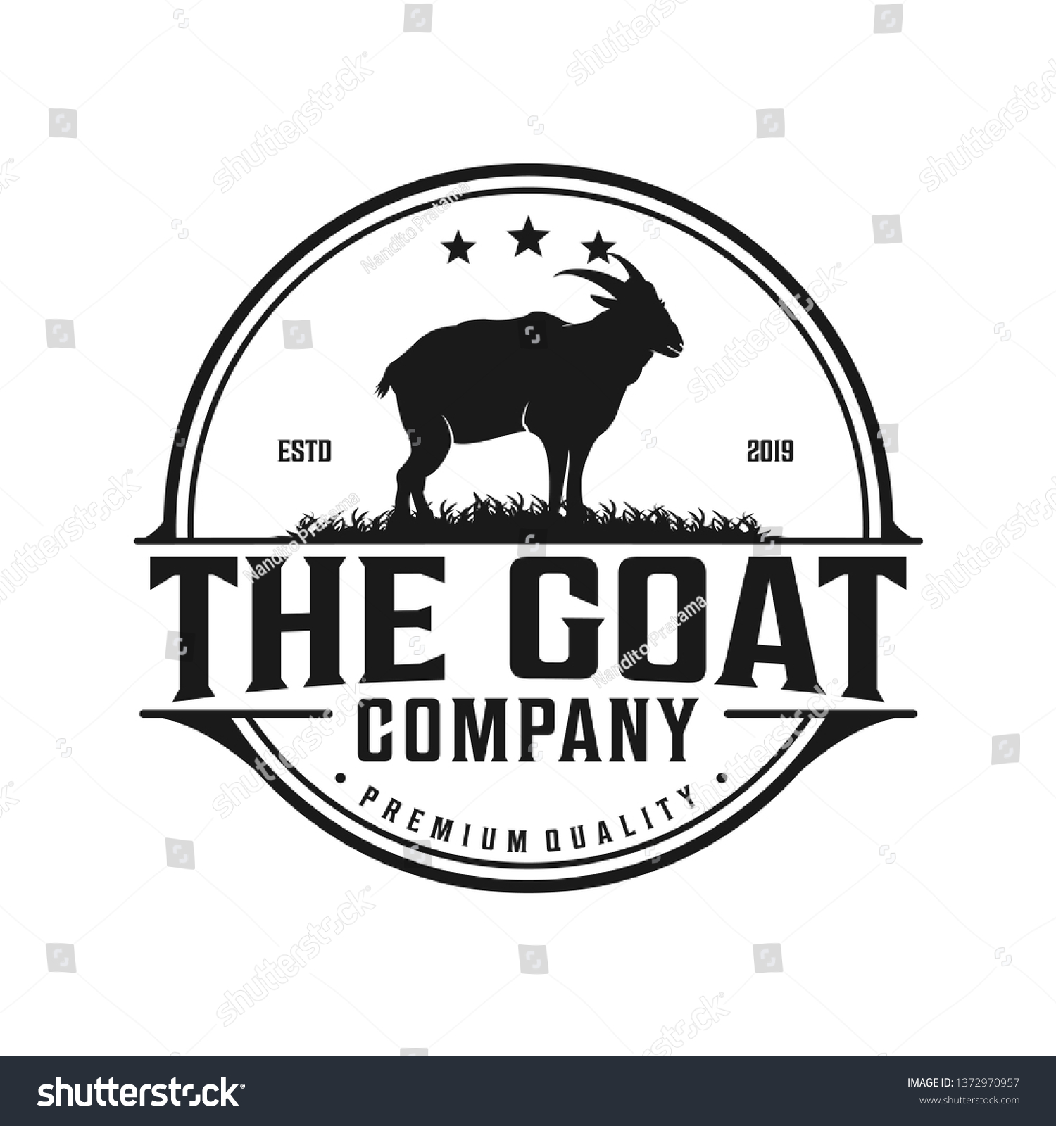 Goat Vintage Logo Design Stock Vector (Royalty Free) 1372970957 ...