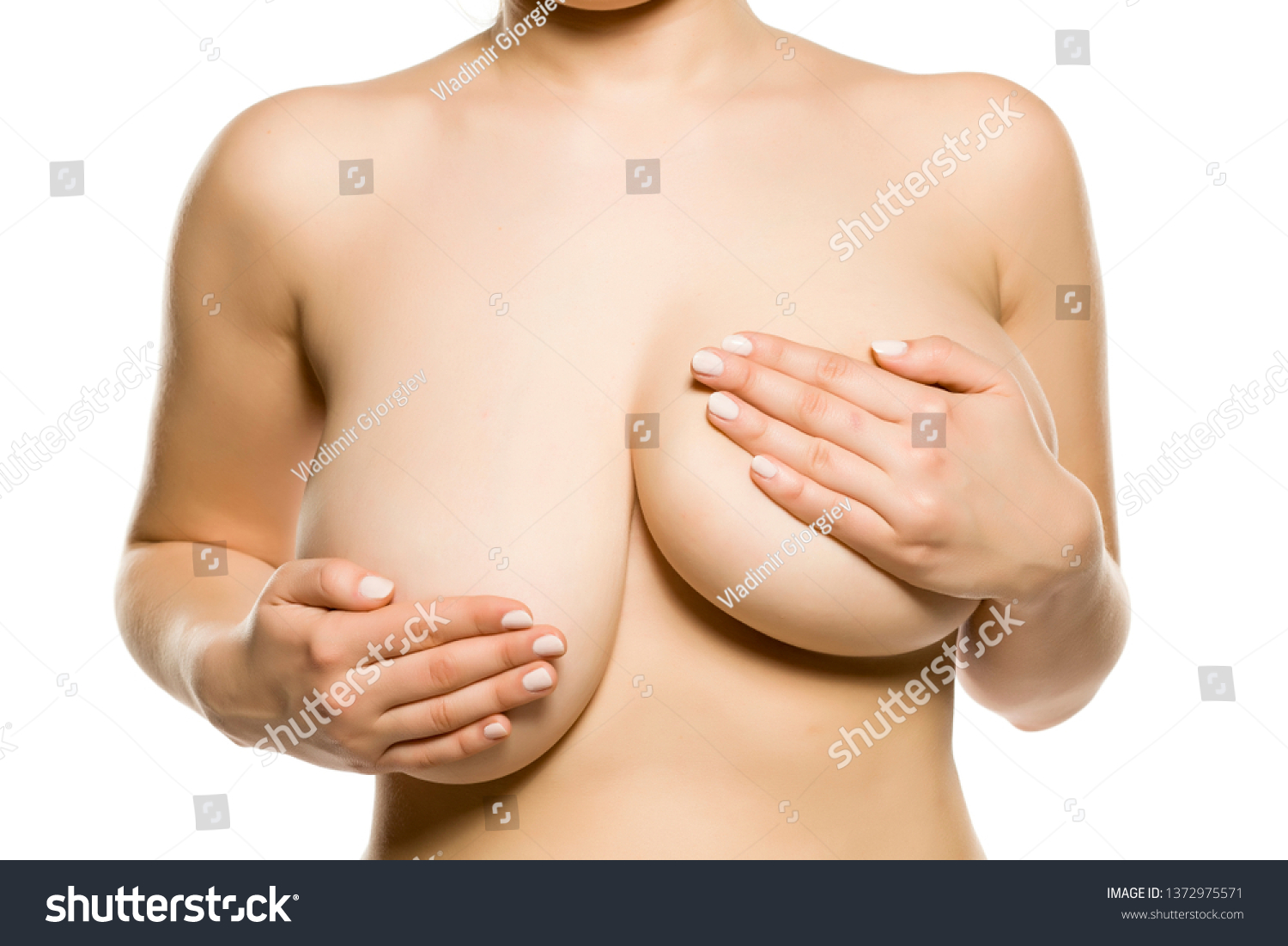 Woman Univen Big Breasts On White Stock Photo 1372975571 Shutterstock pic
