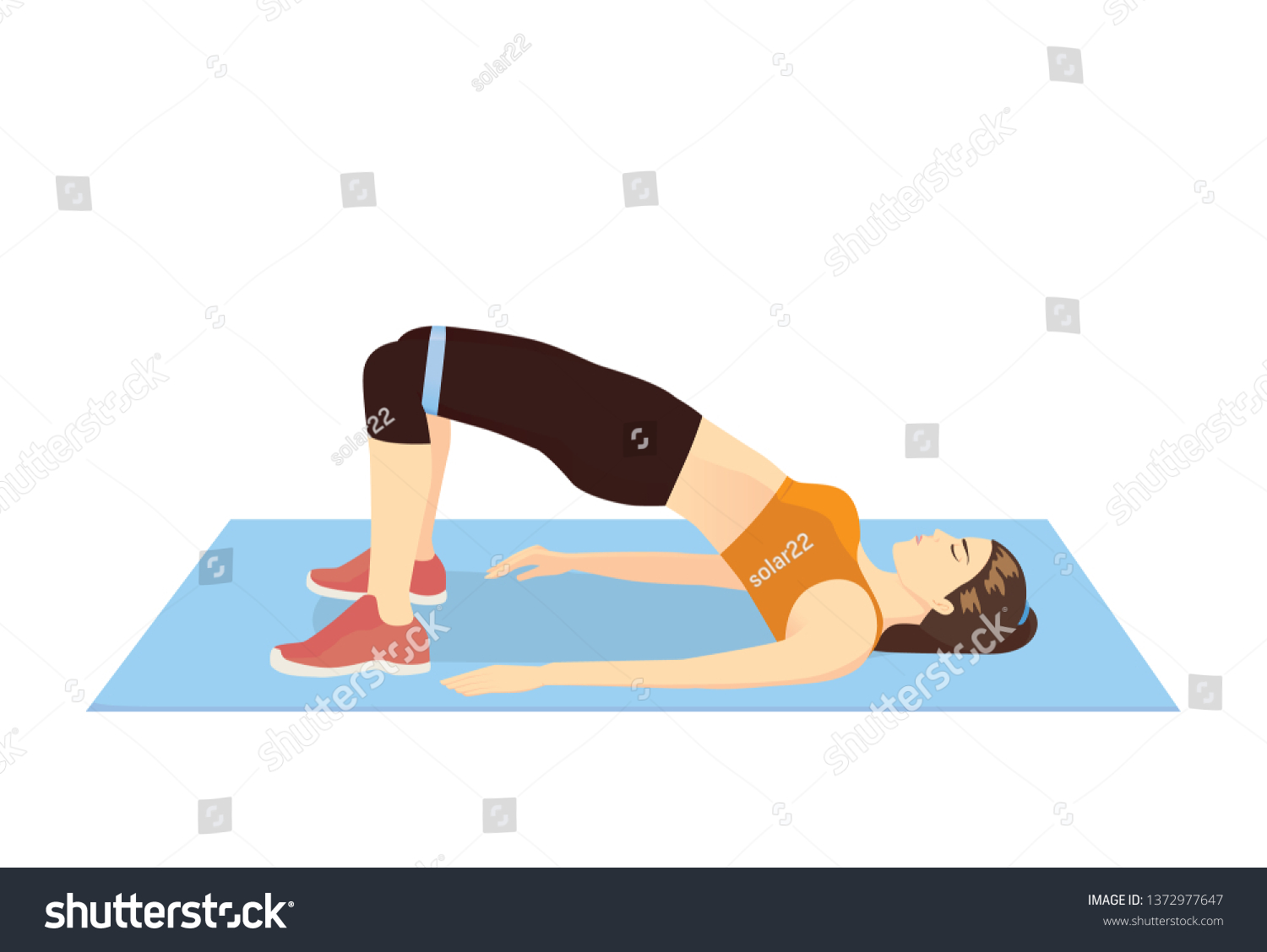 Women Doing Lying Hip Raise Exercise Stock Vector (Royalty Free ...