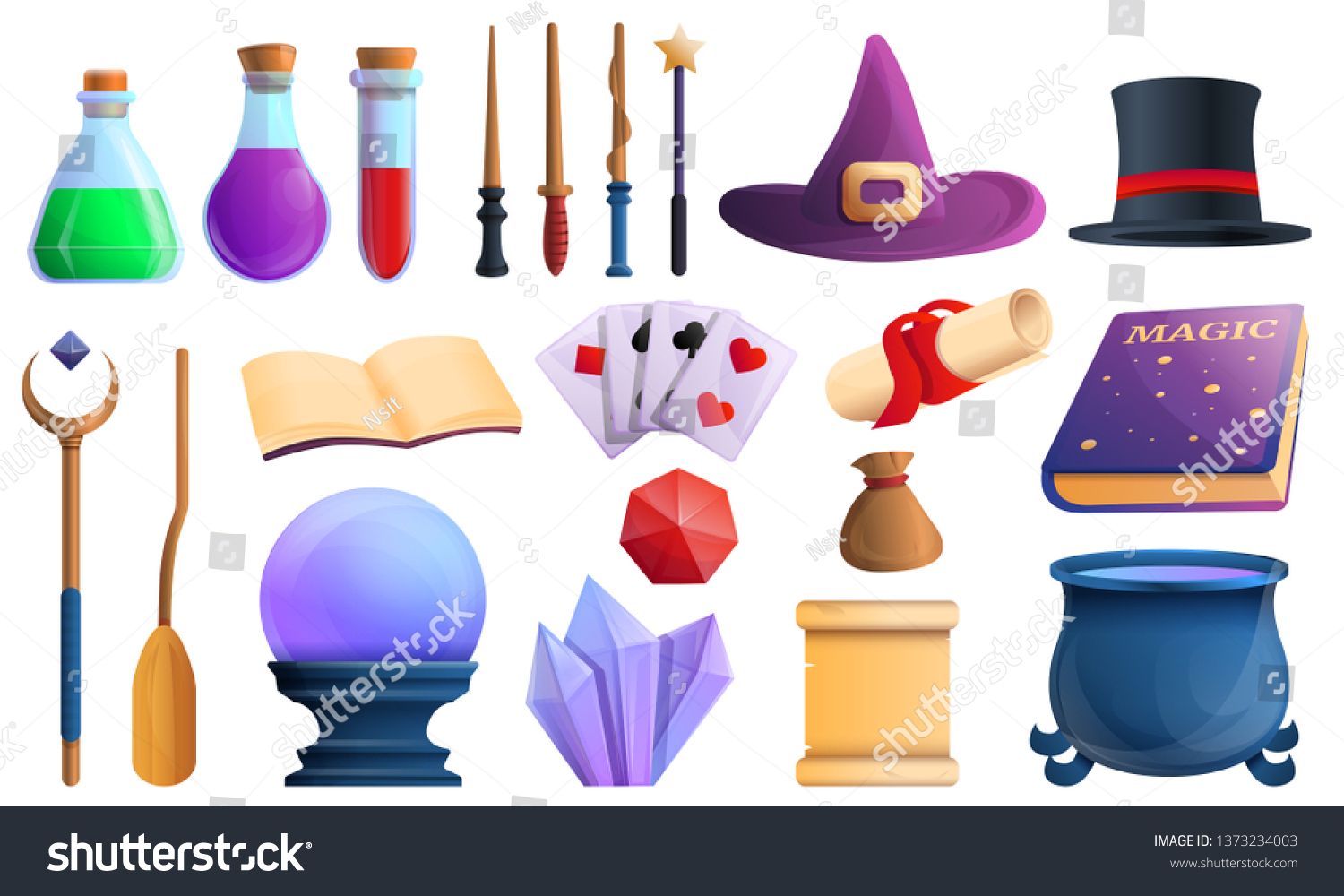 Magician Tools Icons Set Cartoon Set Stock Vector (Royalty Free ...