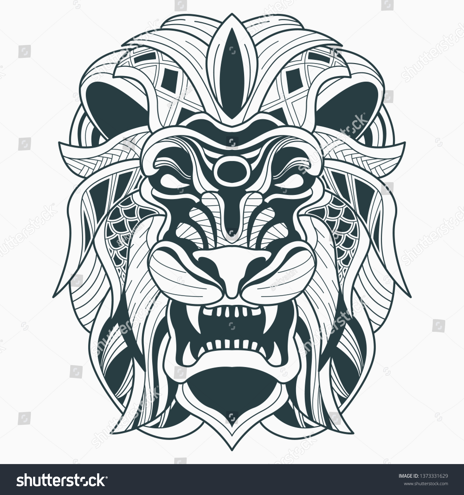 Head Lion Zentangle Stock Vector Royalty Free 1373331629 Shutterstock