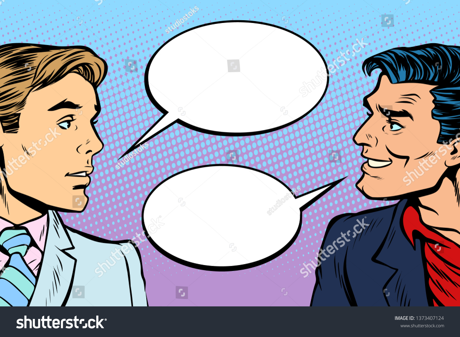 Two Men Dialogue Pop Art Retro Stock Illustration 1373407124 | Shutterstock