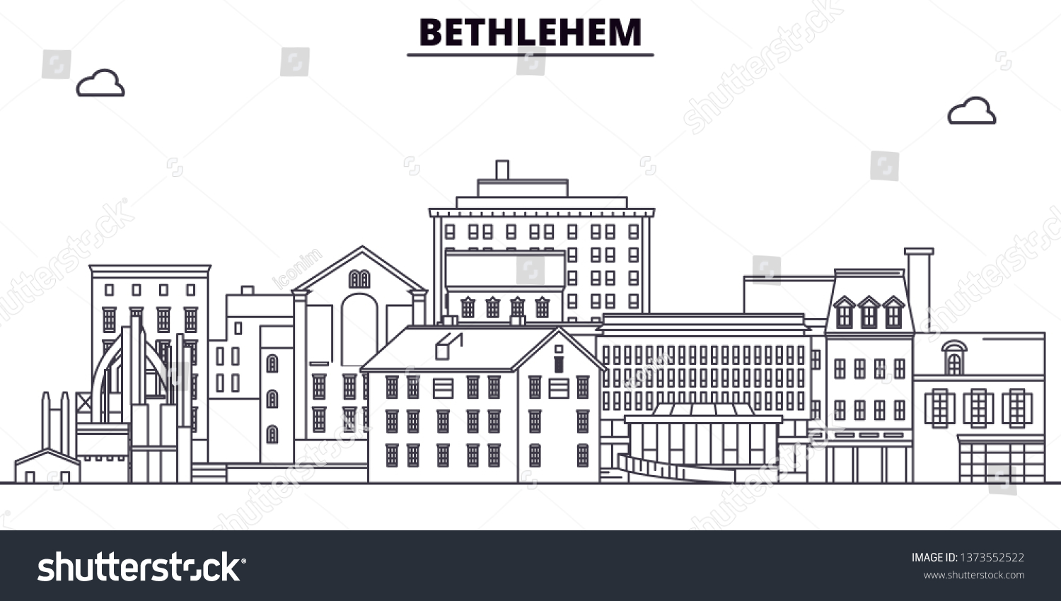 Bethlehem United States Outline Travel Skyline Stock Vector (Royalty ...