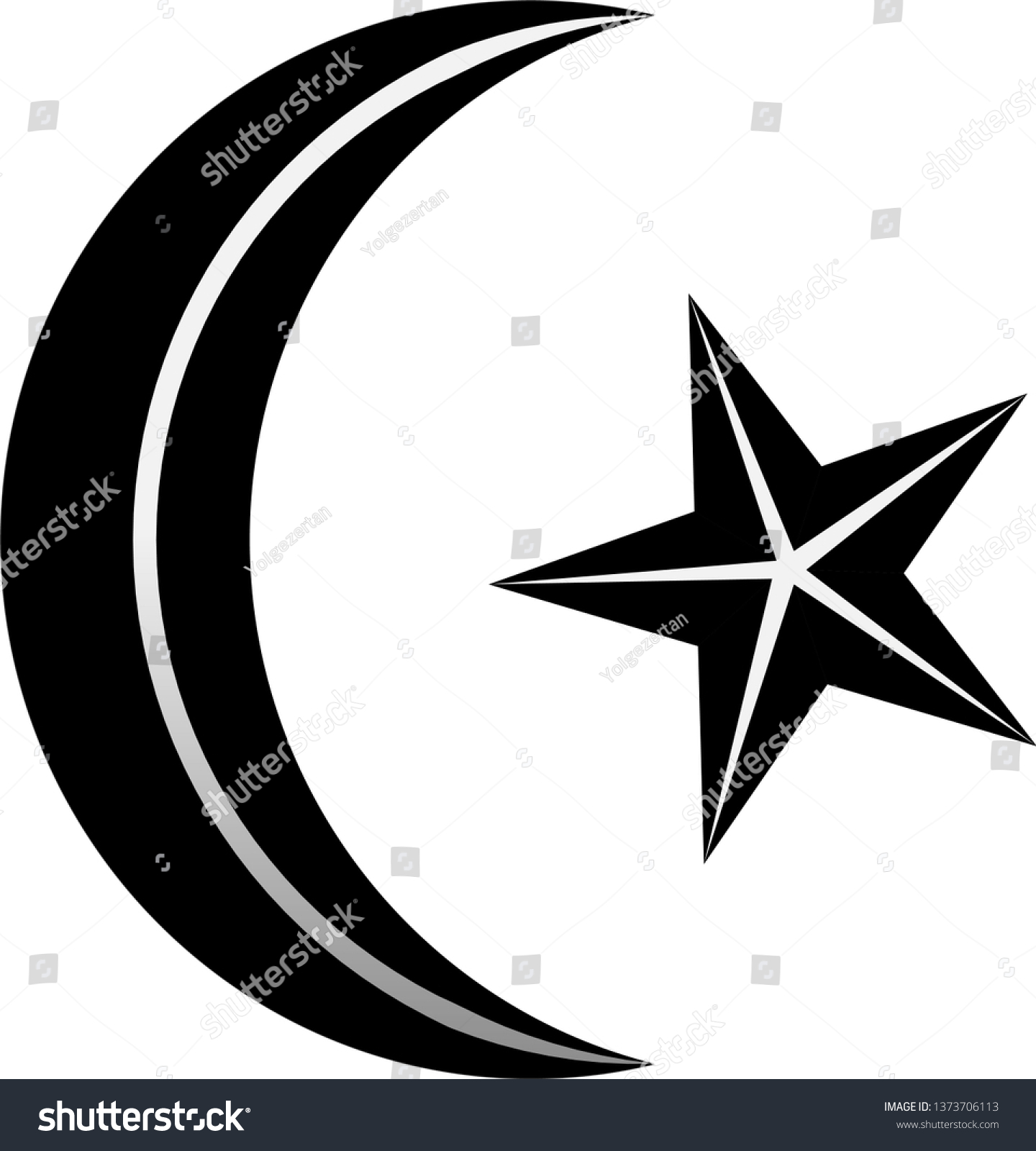 Black White Ay Moon Star Turkish Stock Vector (Royalty Free) 1373706113 ...