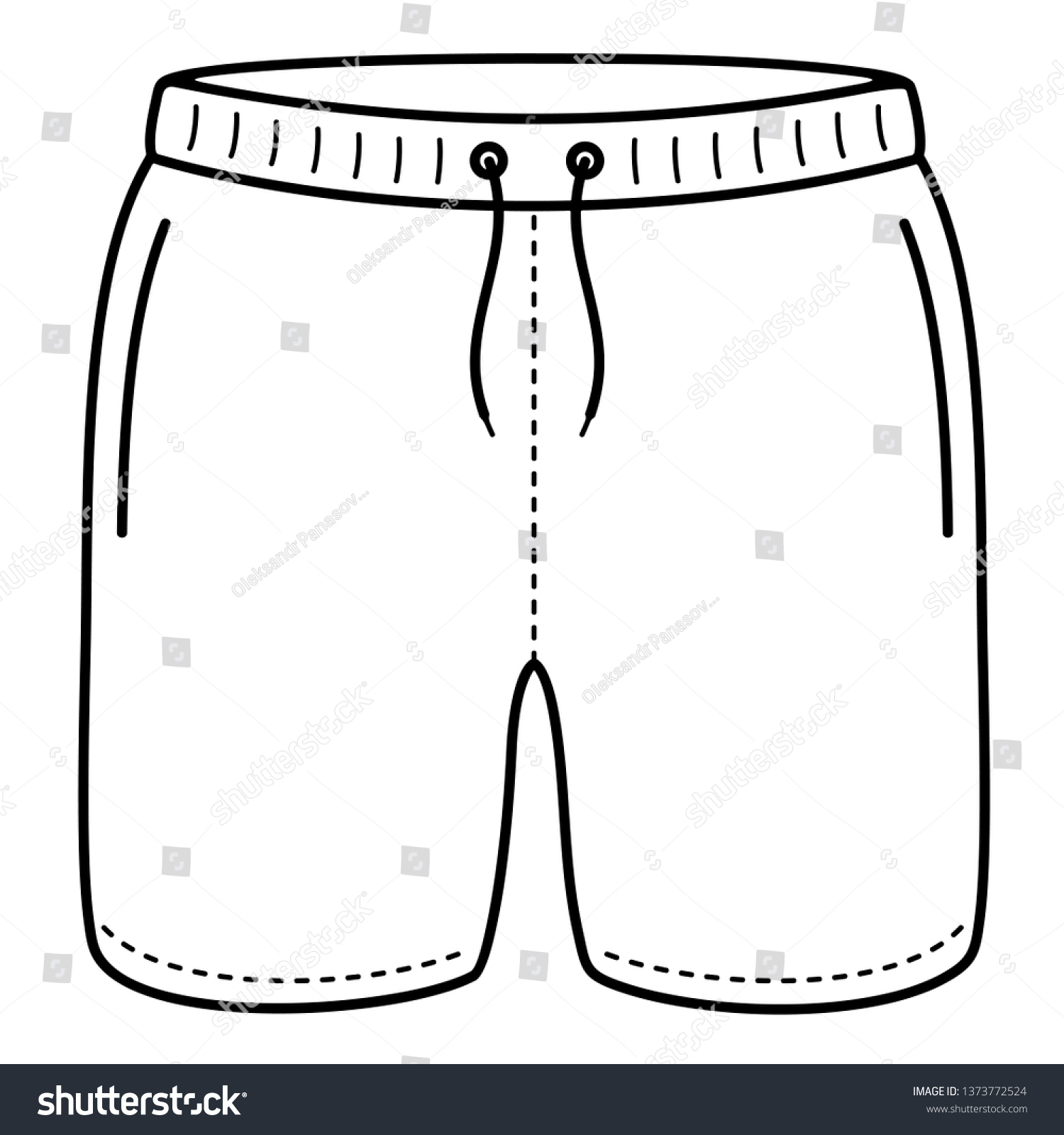 Mens Swim Shorts Vector Outline Icon Stock Vector (Royalty Free ...
