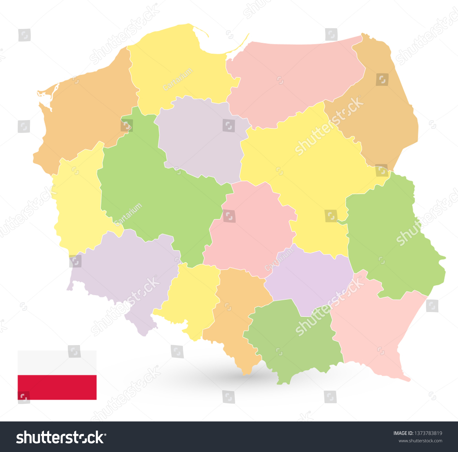 Poland Map Isolated On White No Stock Vector (Royalty Free) 1373783819 ...