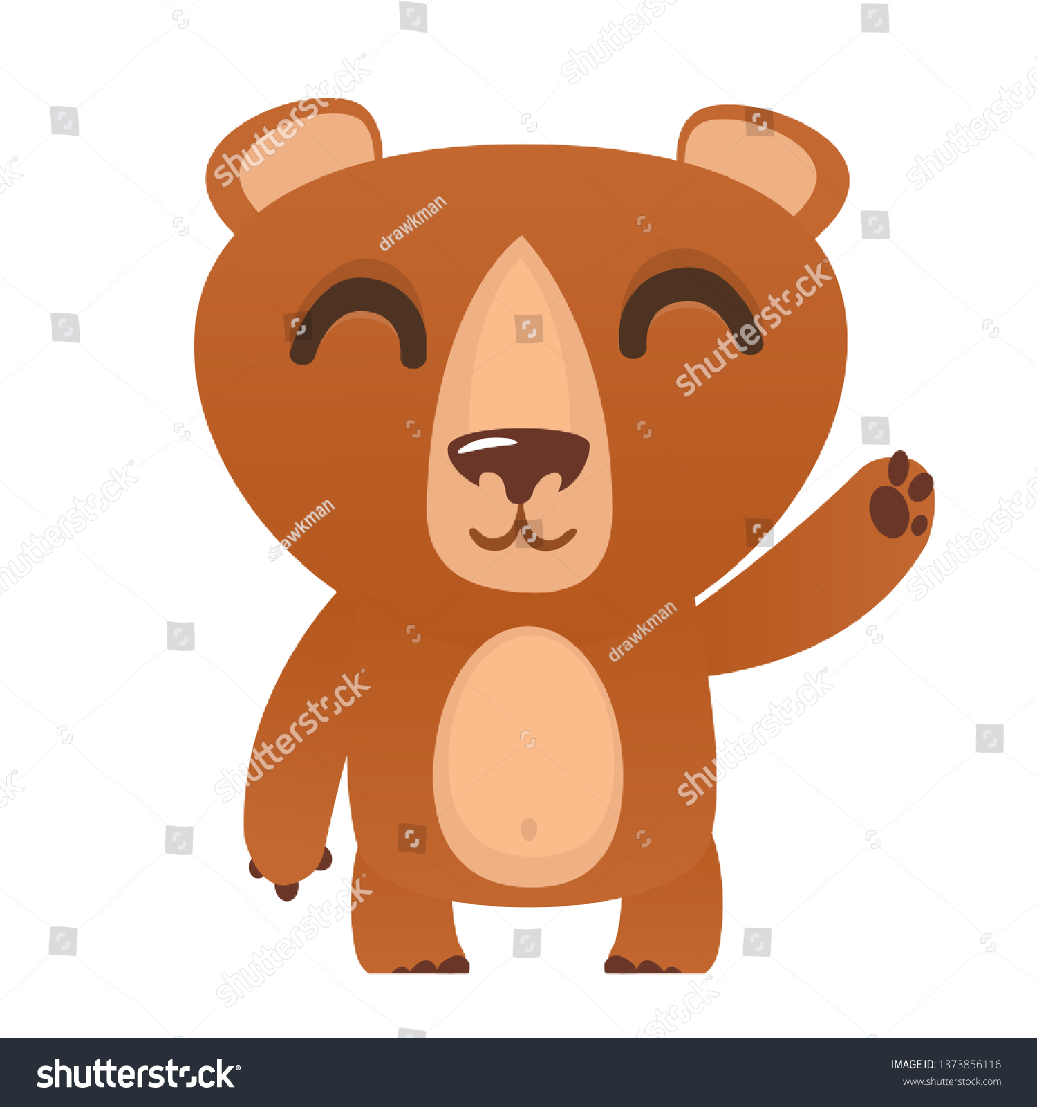 Happy Cartoon Bear Vector Illustration Brown Stock Vector Royalty Free 1373856116 Shutterstock 0076