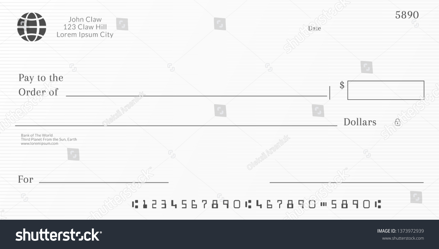 Bank Check Template Checkbook Page Background Stock Vector (royalty 