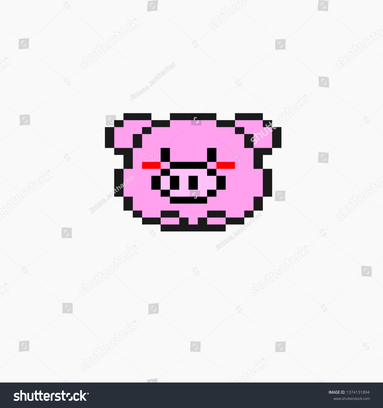 Pixel Art Pig Stock Vector (Royalty Free) 1374131894 | Shutterstock