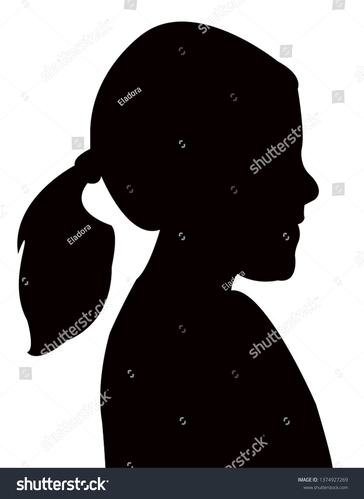 Girl Head Silhouette Vector Stock Vector (Royalty Free) 1374927269 ...