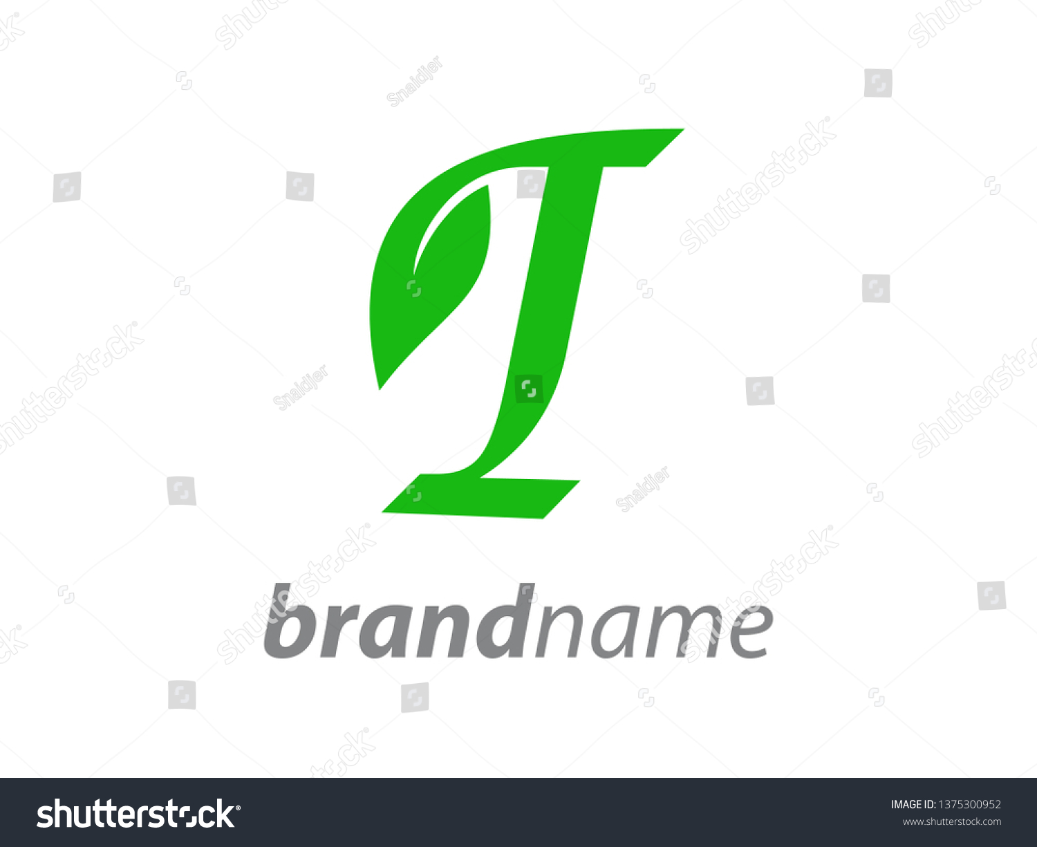 Simple Illustration Initial Leaf Logo Stock Vector (Royalty Free ...