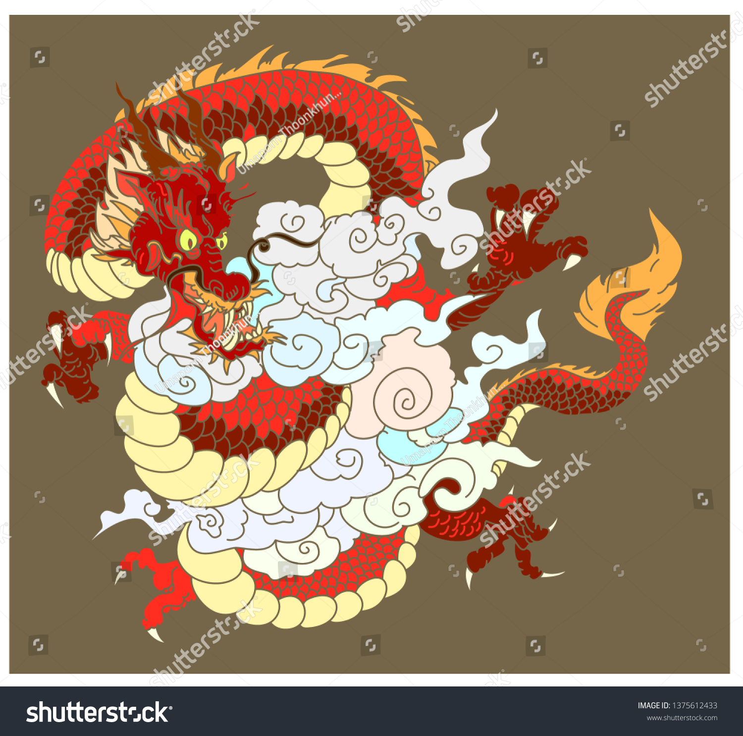 Chinese Dragon Tattoo Cloud Stock Vector Royalty Free Shutterstock