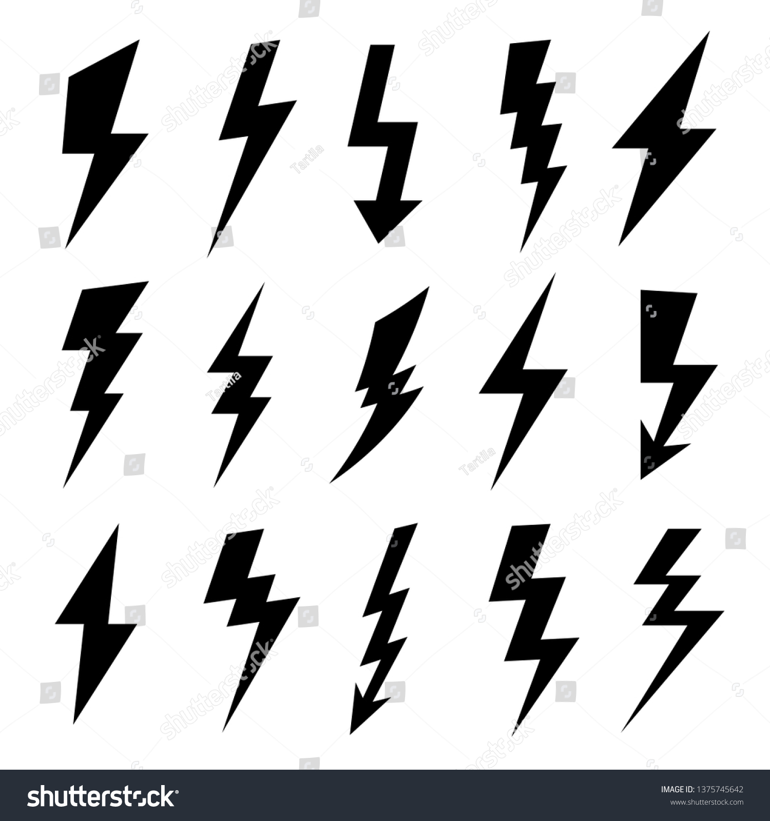 Thunderbolt Silhouette Electrical Flash Icon Electric Stock Vector ...