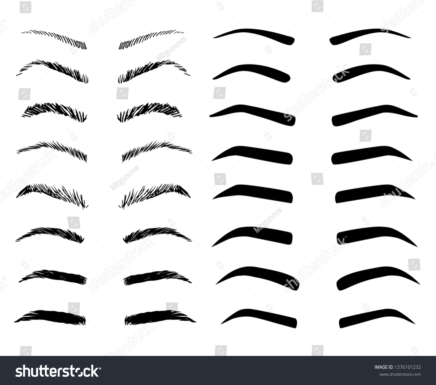 Eyebrow Shapes Illustration Set Various Types Stock Vector (Royalty ...