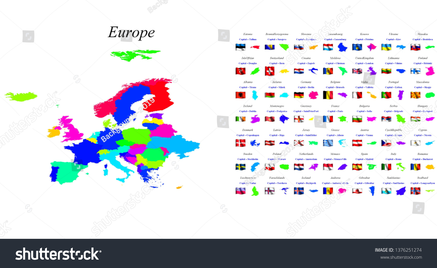 Europe Map Countries National Flags Stock Illustration 1376251274 ...