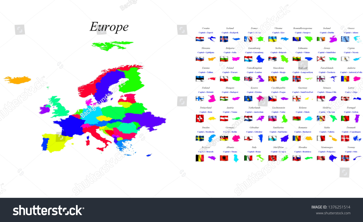 Europe Map Countries National Flags Stock Illustration 1376251514 ...