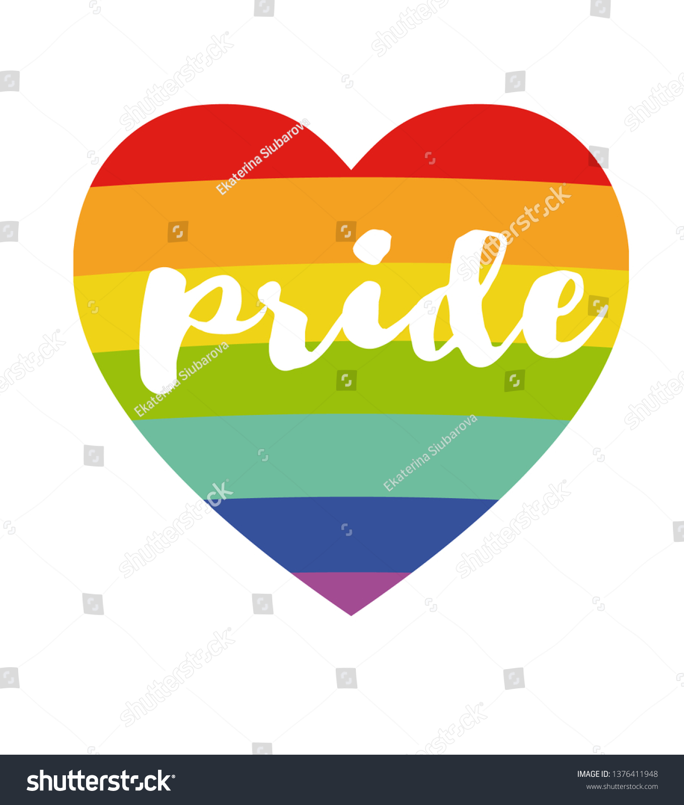 Rainbow Heart Handwritten Word Pride Poster Stock Illustration ...