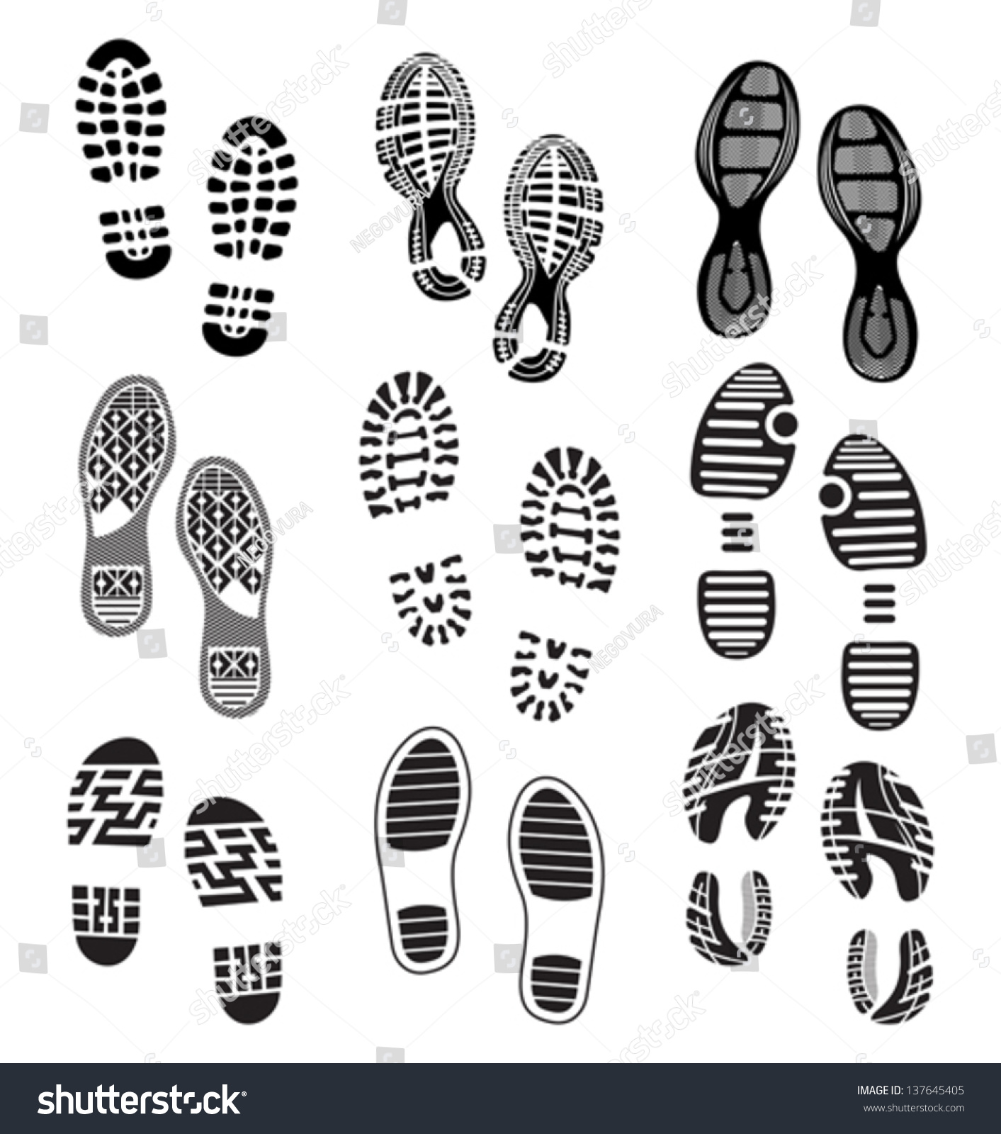 Collection Imprint Soles Shoes Stock Vector (Royalty Free) 137645405 ...