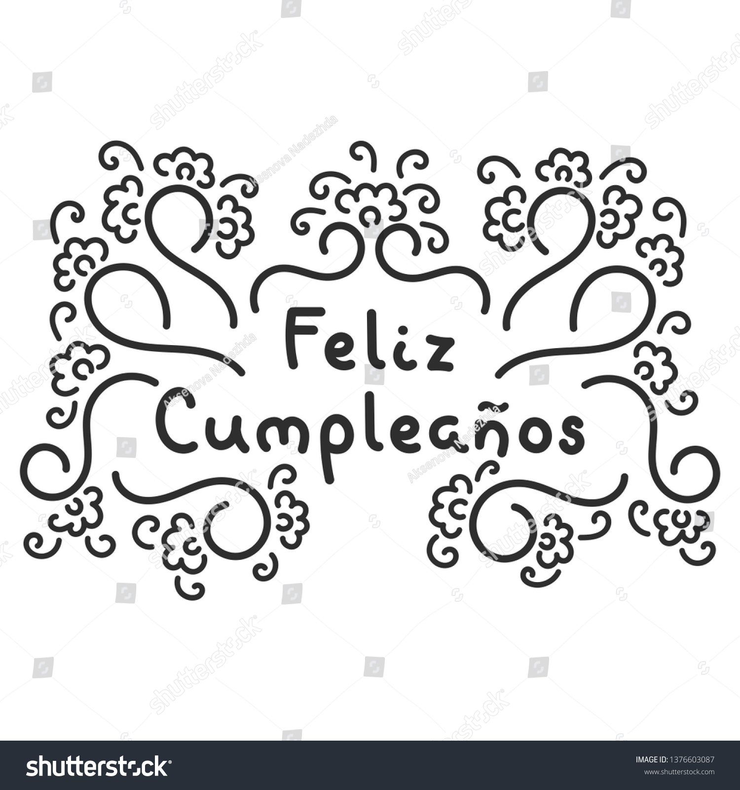 Happy Birthday Spanish Feliz Cumpleanos Lettering Stock Vector (Royalty ...