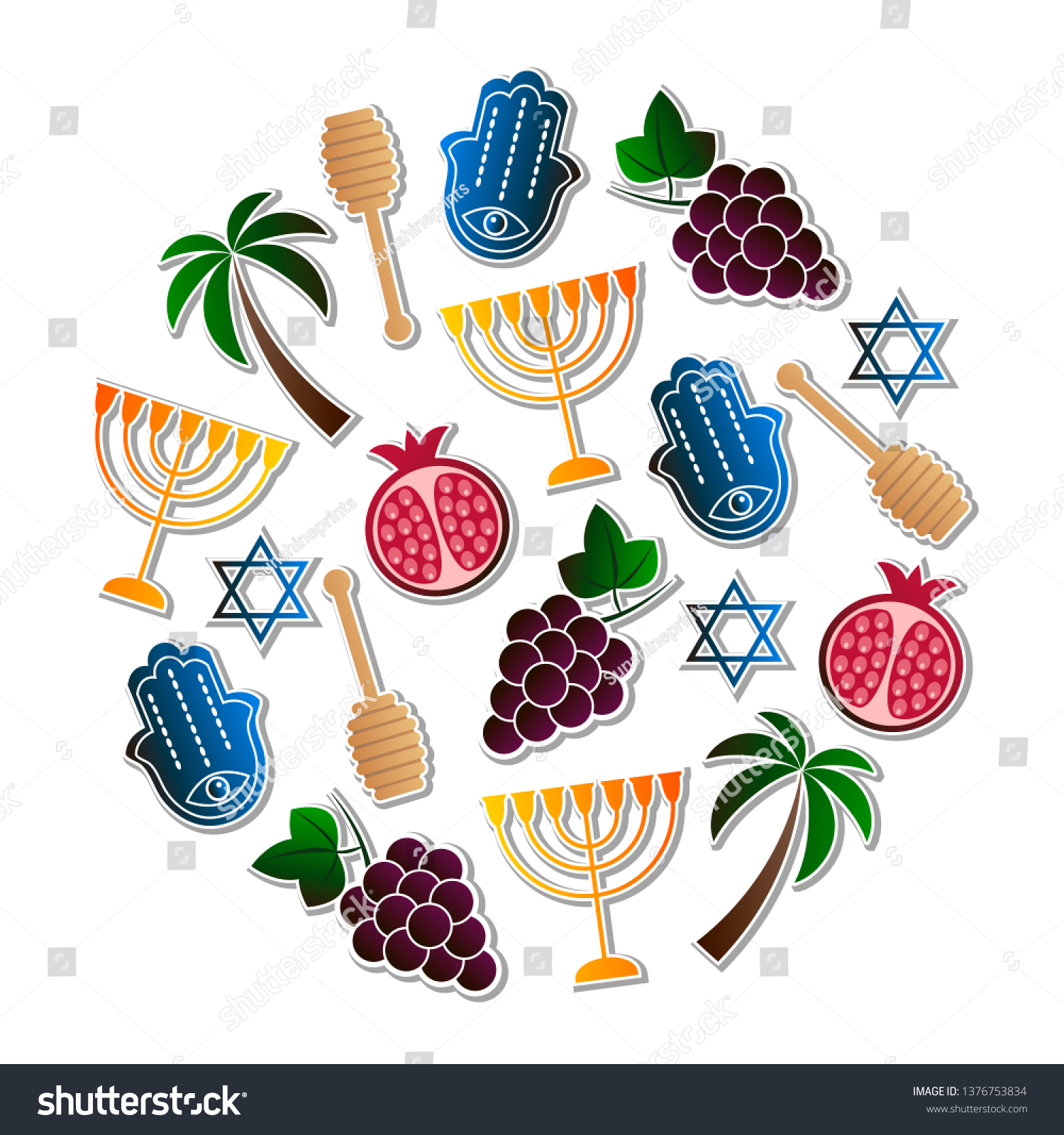 Vector Illustration Israel Symbols Israel Israel Stock Vector (royalty 