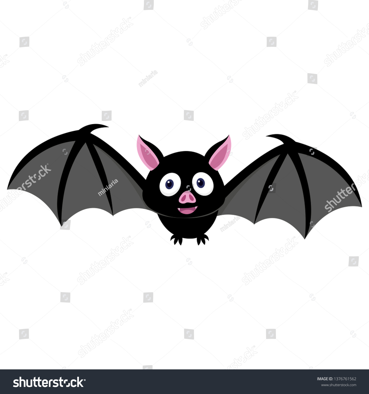 Cute Small Bat Flying When Midnight Stock Vector (Royalty Free ...