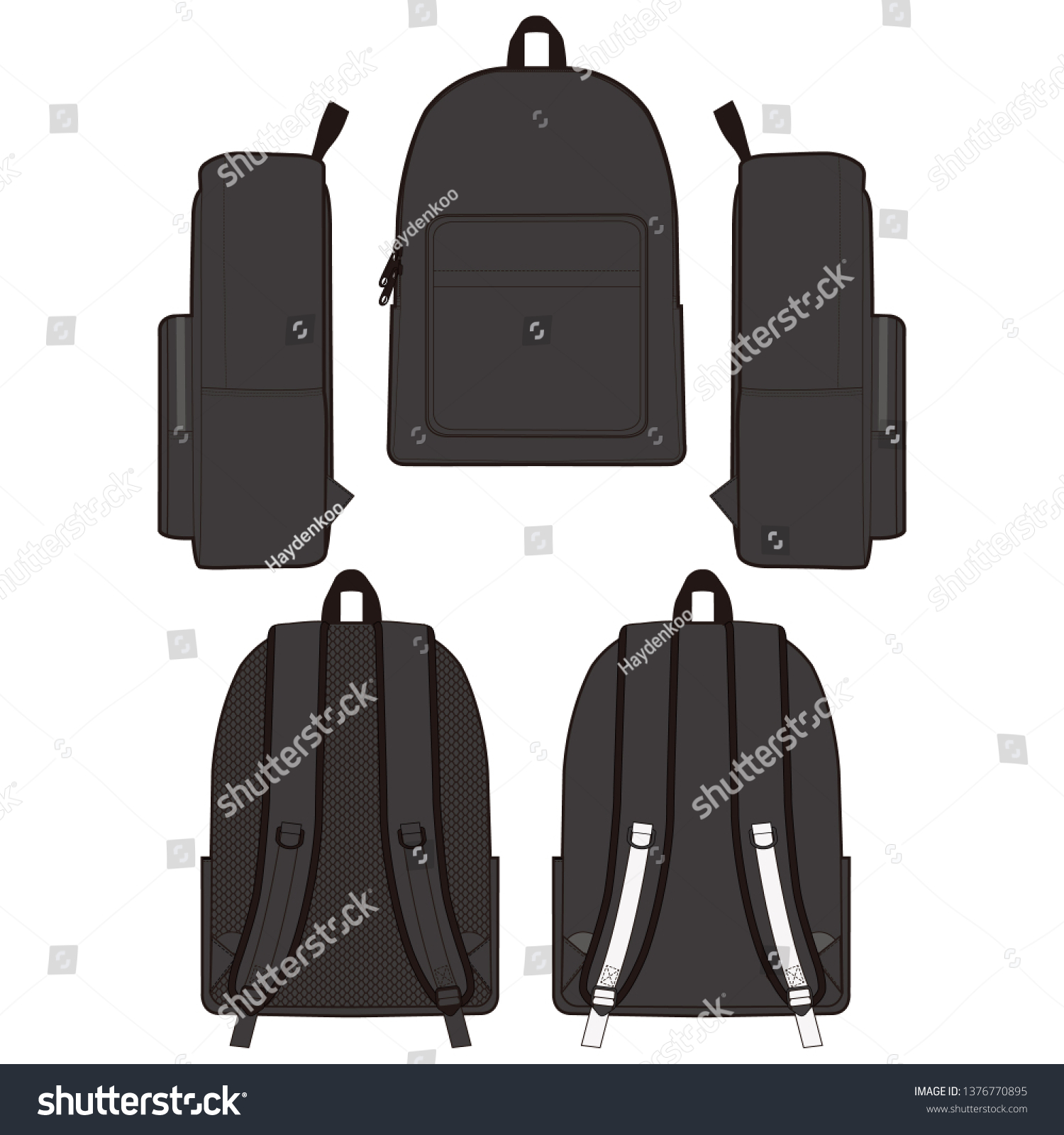 Backpack Fashion Flat Sketch Template Stock Vector (Royalty Free ...