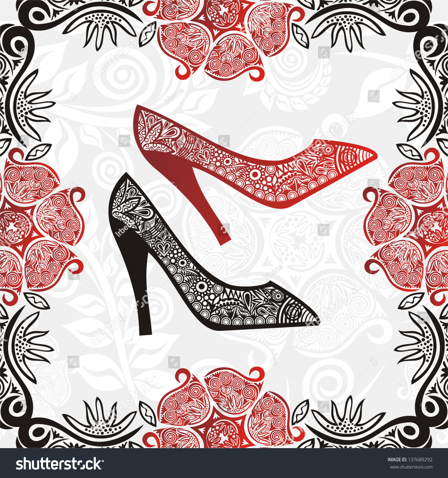 Shoes Pattern Background Vector Illustration Stock Vector (Royalty Free