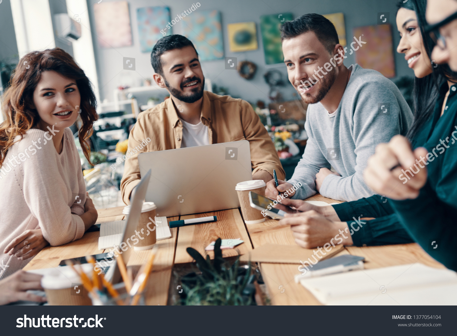 Collaboration Group Young Modern People Smart Stock Photo 1377054104 ...