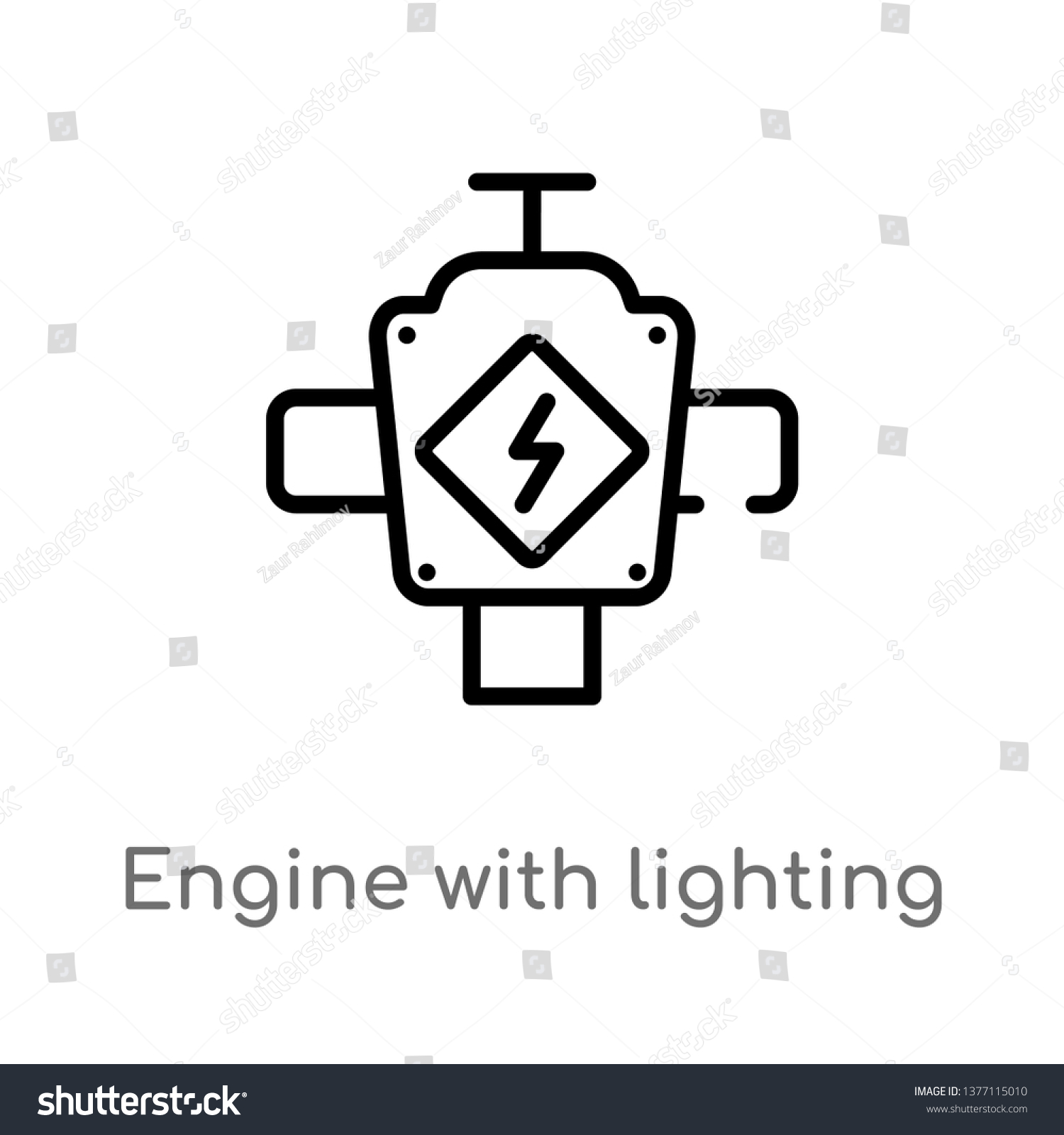 Engine Lighting Bolt Vector Line Icon Stock Vector (Royalty Free ...