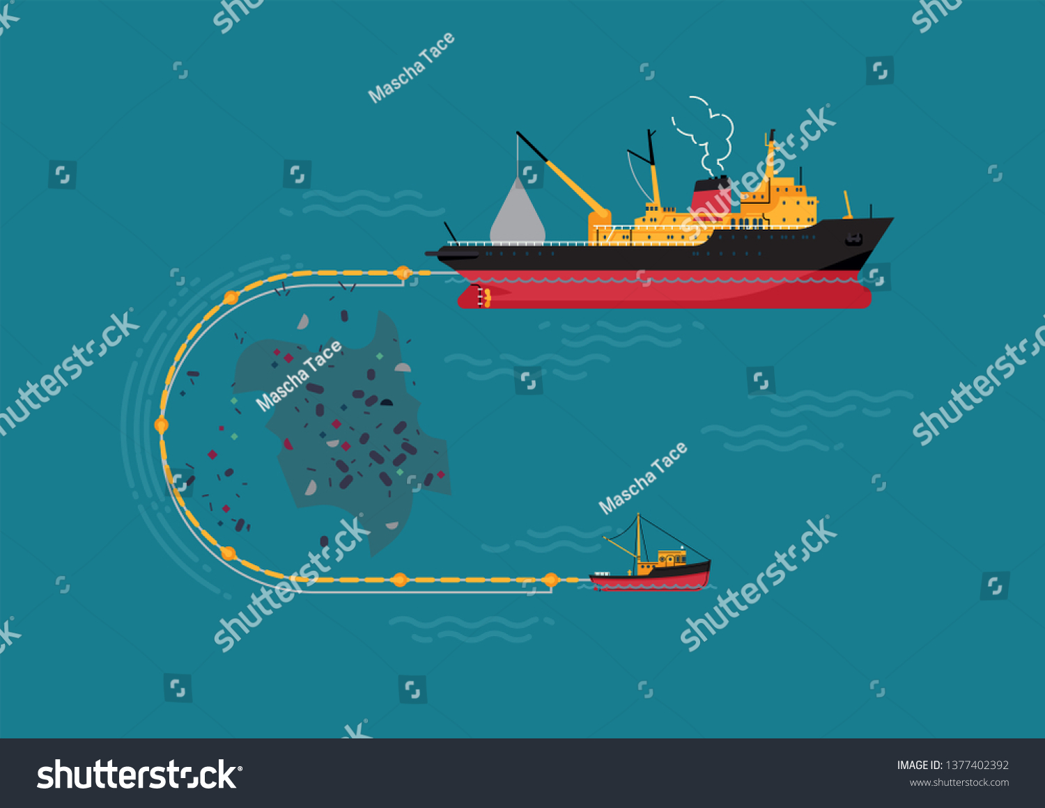 Ocean Pollution Removal Program Concept Vector Stock Vector (Royalty ...