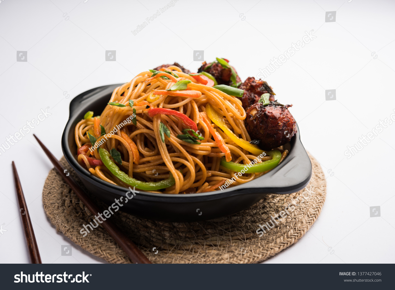 Manchurian Hakka Schezwan Noodles Popular Indochinese Stock Photo ...