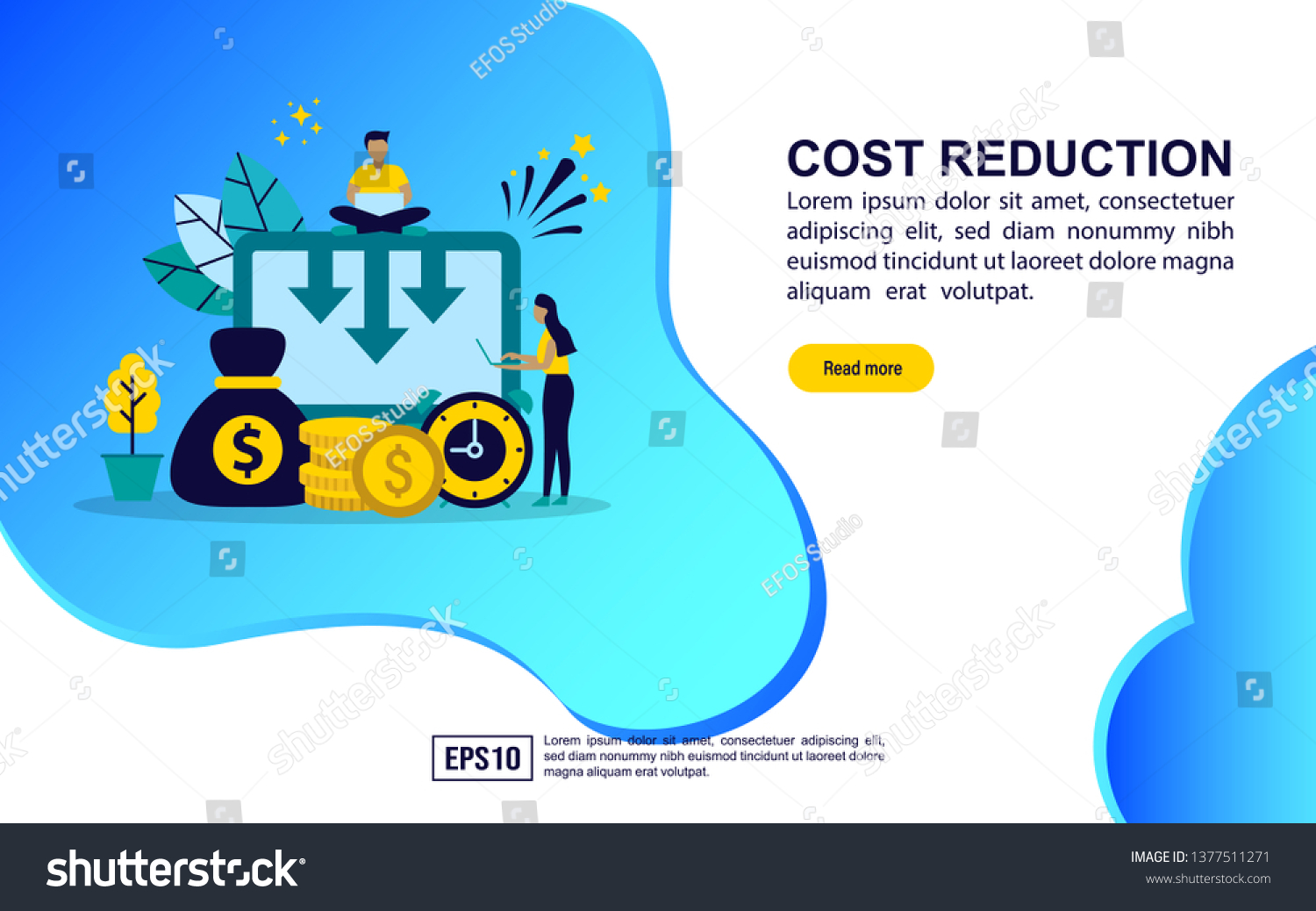 Vector Illustration Concept Cost Reduction Modern Stock Vector (Royalty ...