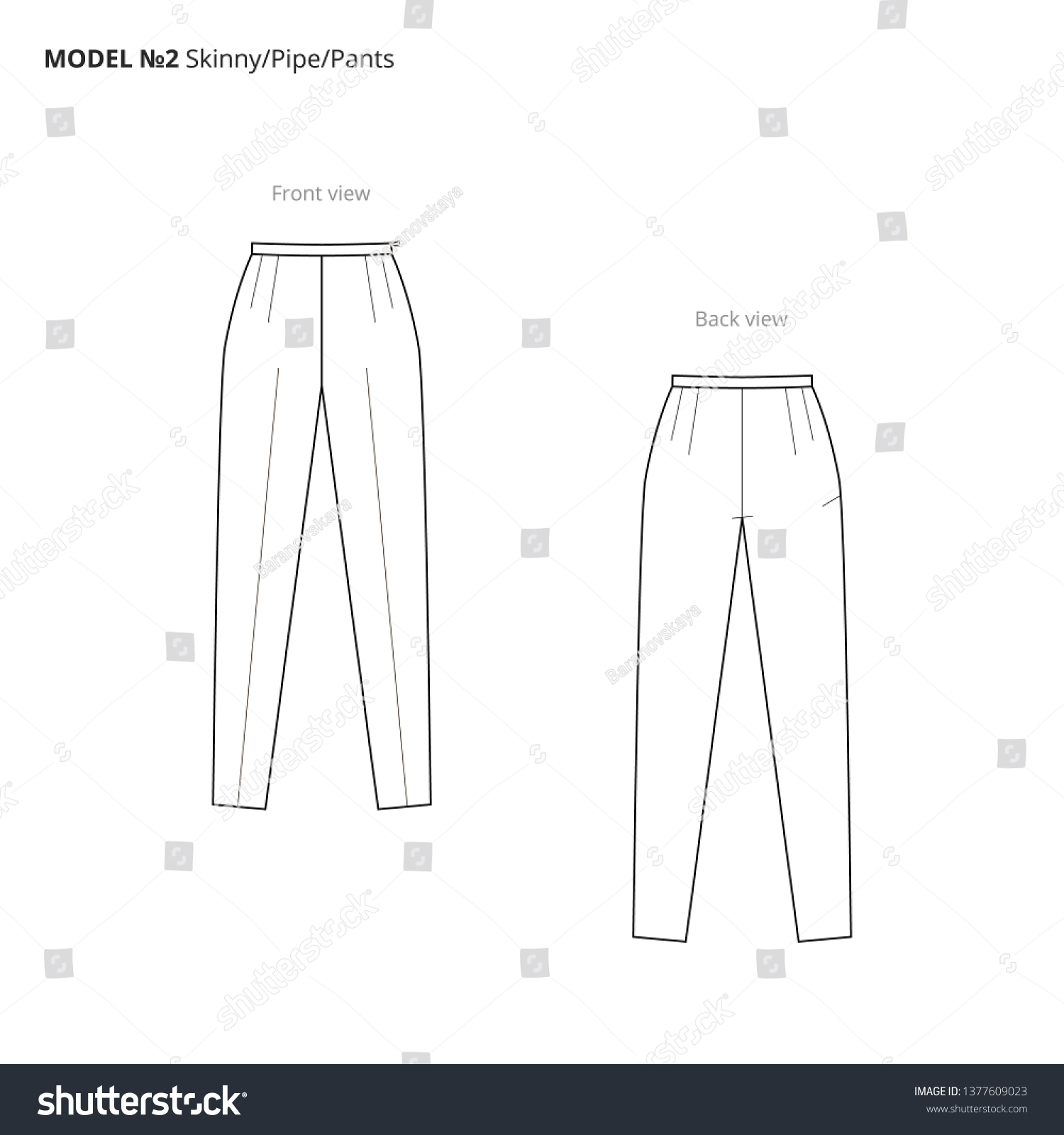 Fashion Technical Drawing Womens Pants Vector Stock Vector (Royalty ...