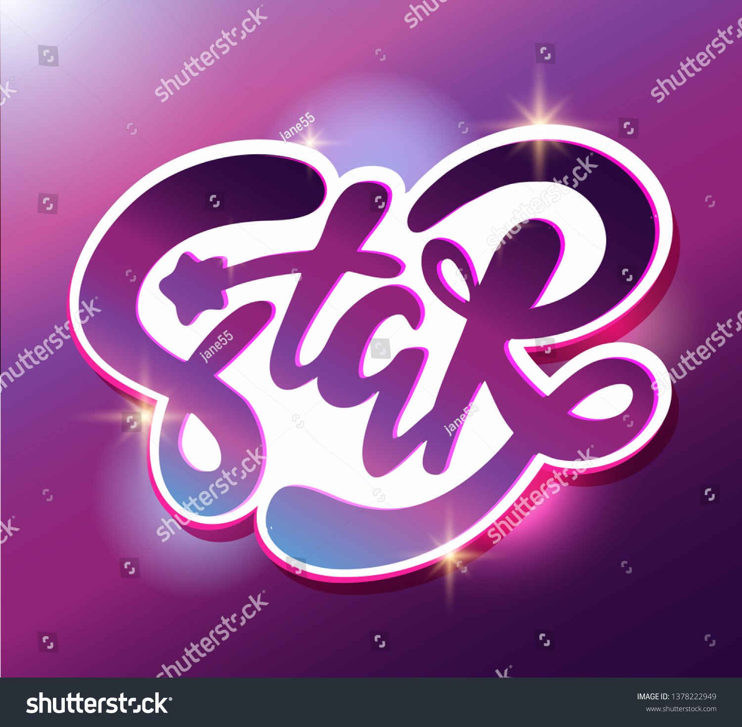 Star Lettering Label Cute Hand Drawn Stock Vector (Royalty Free ...