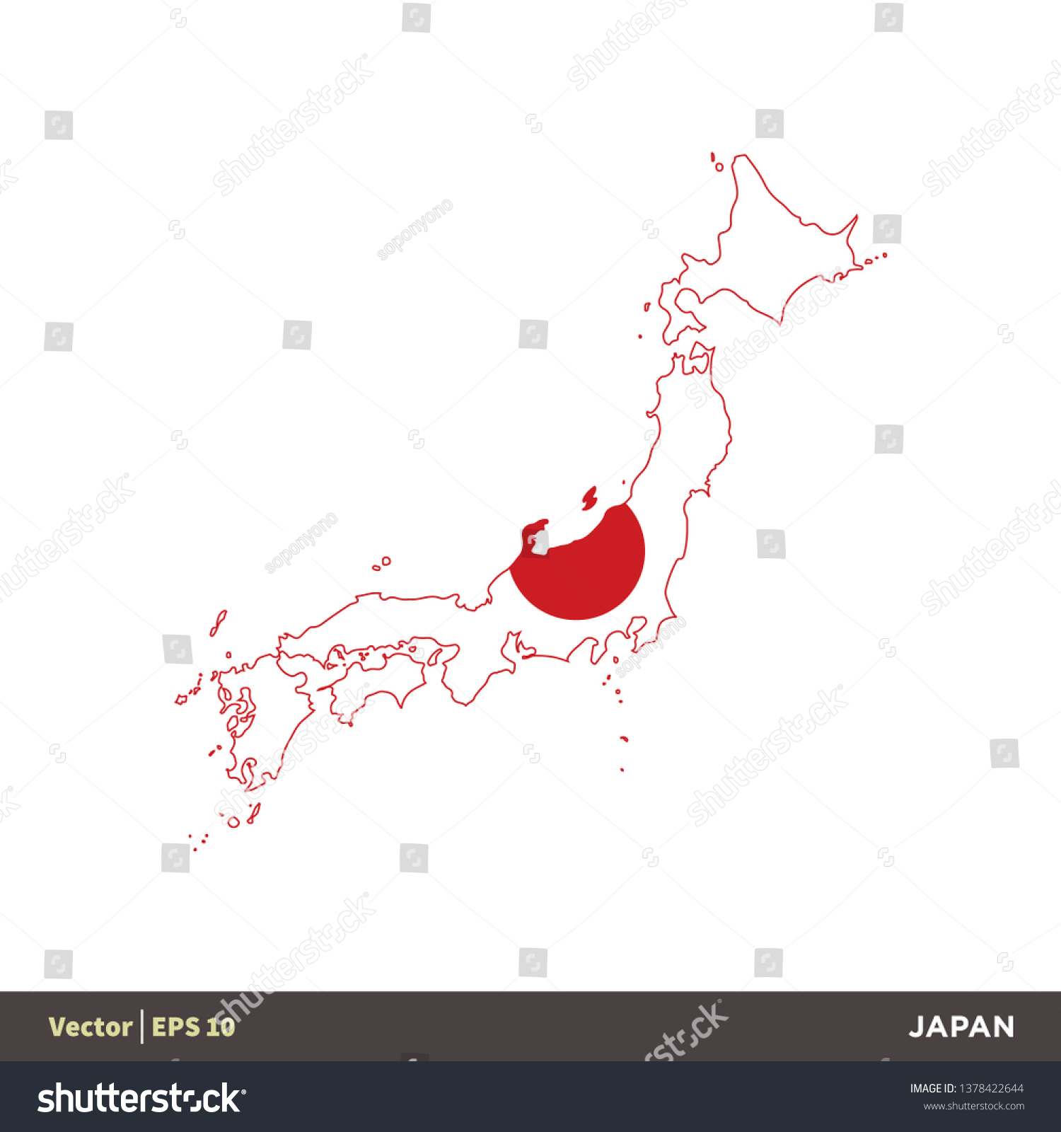 Japan Asia Countries Map Flag Icon Stock Vector (Royalty Free ...