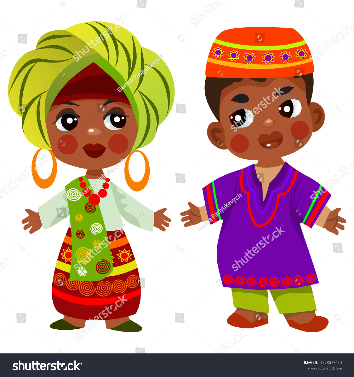 Cartoon Children Traditional Dress Isolated On Stock Vector (Royalty ...