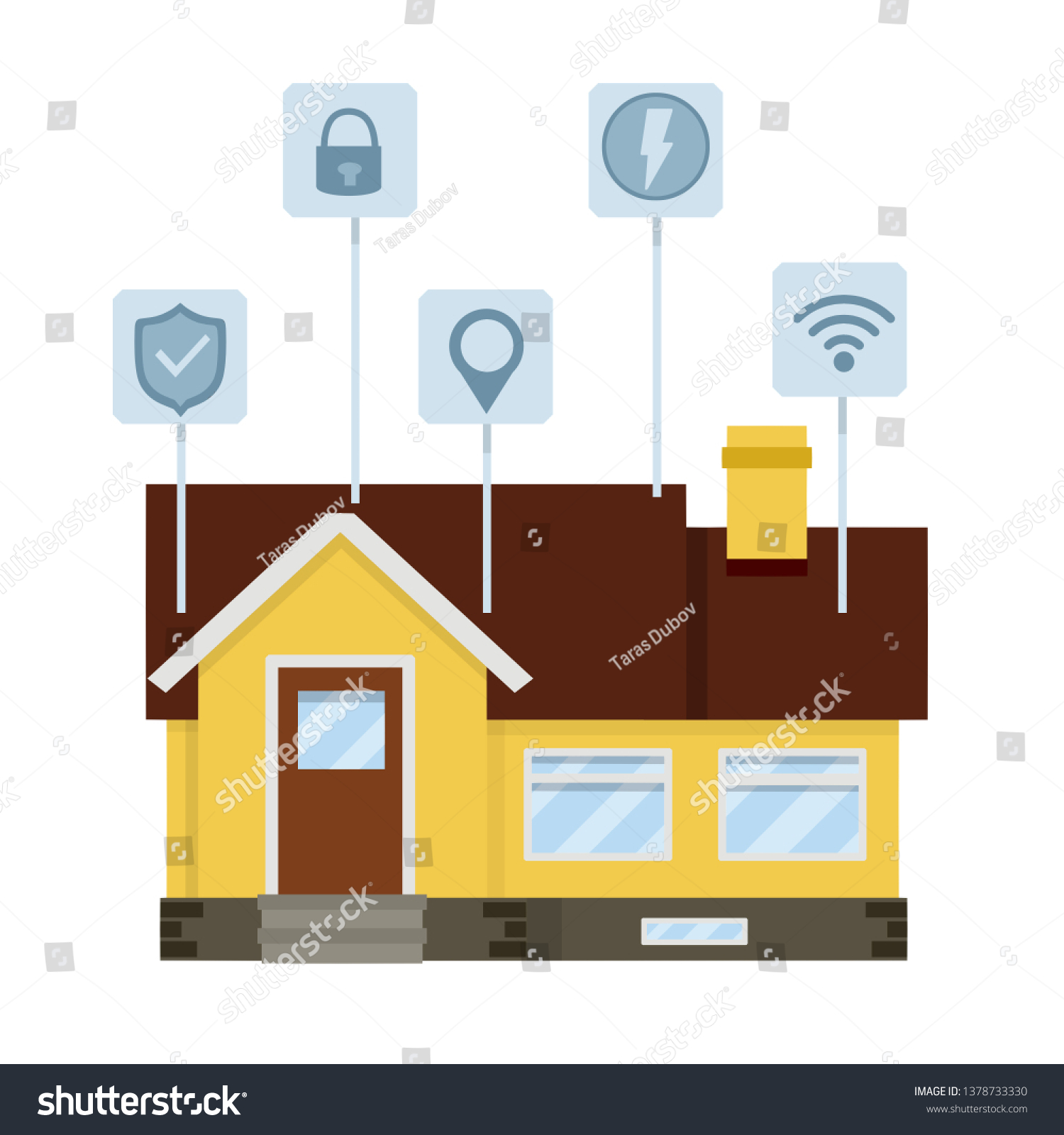 Small House Suburban Onestorey Building Smart Stock Vector (Royalty ...