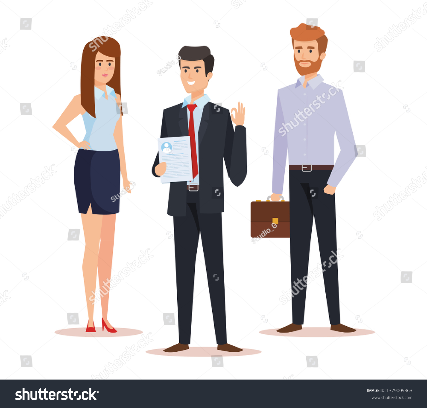 Professional Businesswoman Businessmen Briefcase Documents Stock Vector ...